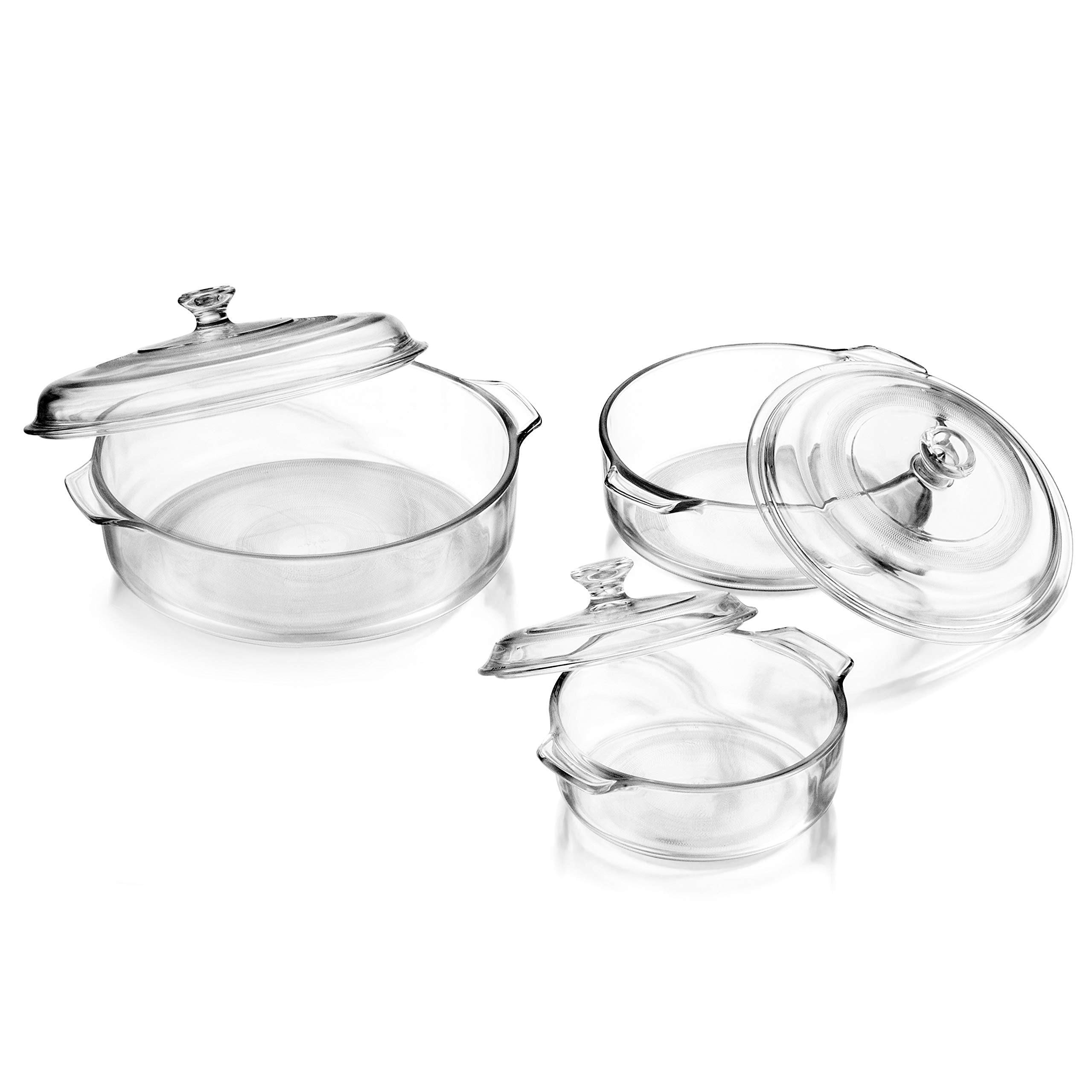 Libbey 56030 Baker'S Basics 3-Piece Covered Casserole Dishes, Versatile Glass Baking Dishes For Oven, Clear Lead-Free Casserole