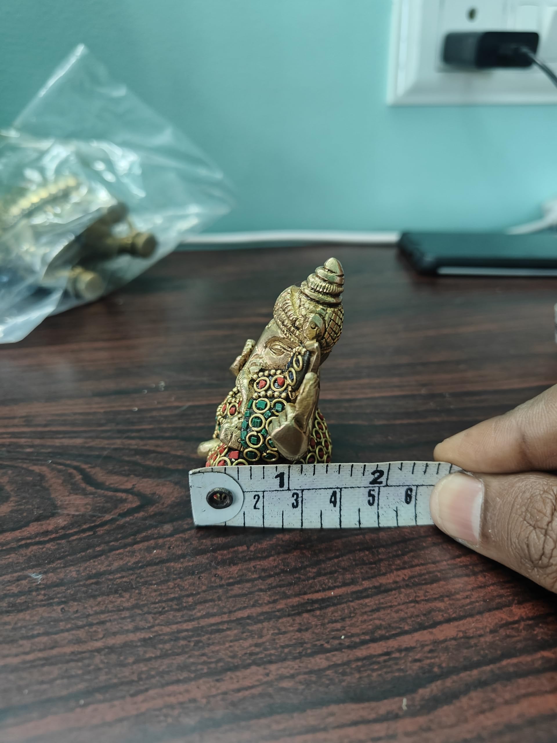Rugdoll Diwali Gift Box | 100% Pure Brass Appu Ganesh Idol For Home | Yellow Antique Finish