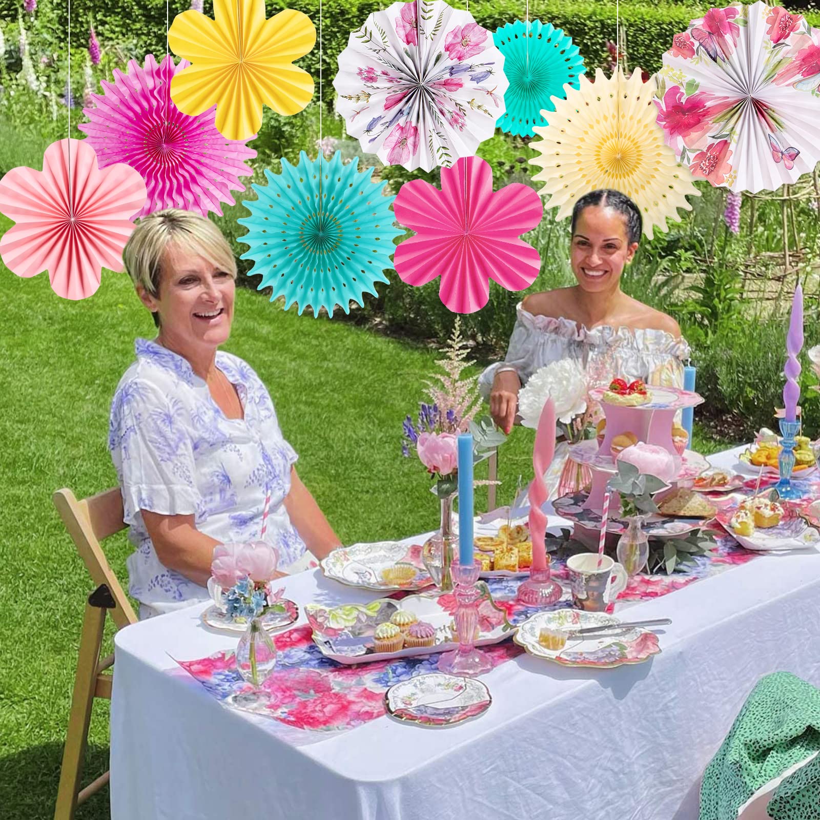 Sunbeauty Paper Flowers Decorations For Wall Tea Party Decoration Paper Fans Classroom Decoration Paper Floral Backdrop Decor Pa