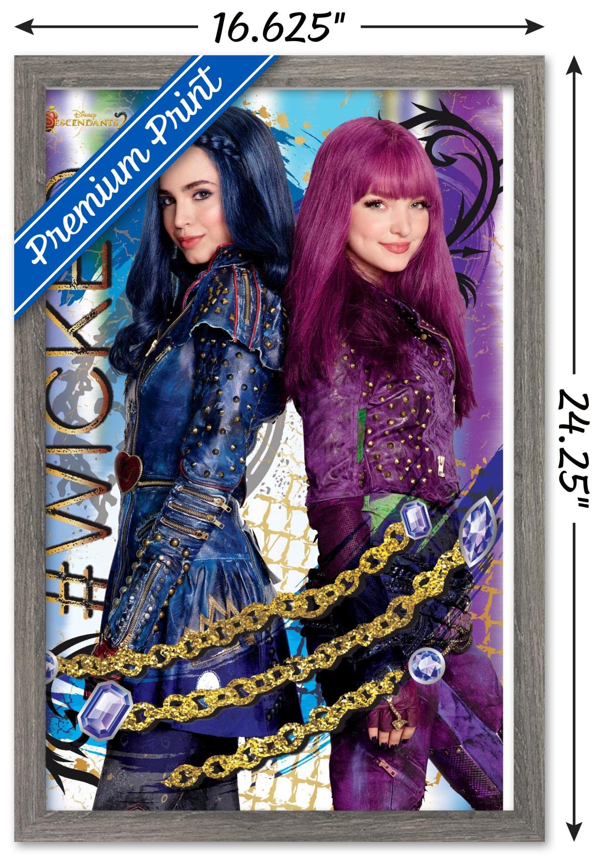 Trends International Disney Descendants 2 - Wicked Wall Poster, 14.725'' X 22.375'', Barnwood Framed Version