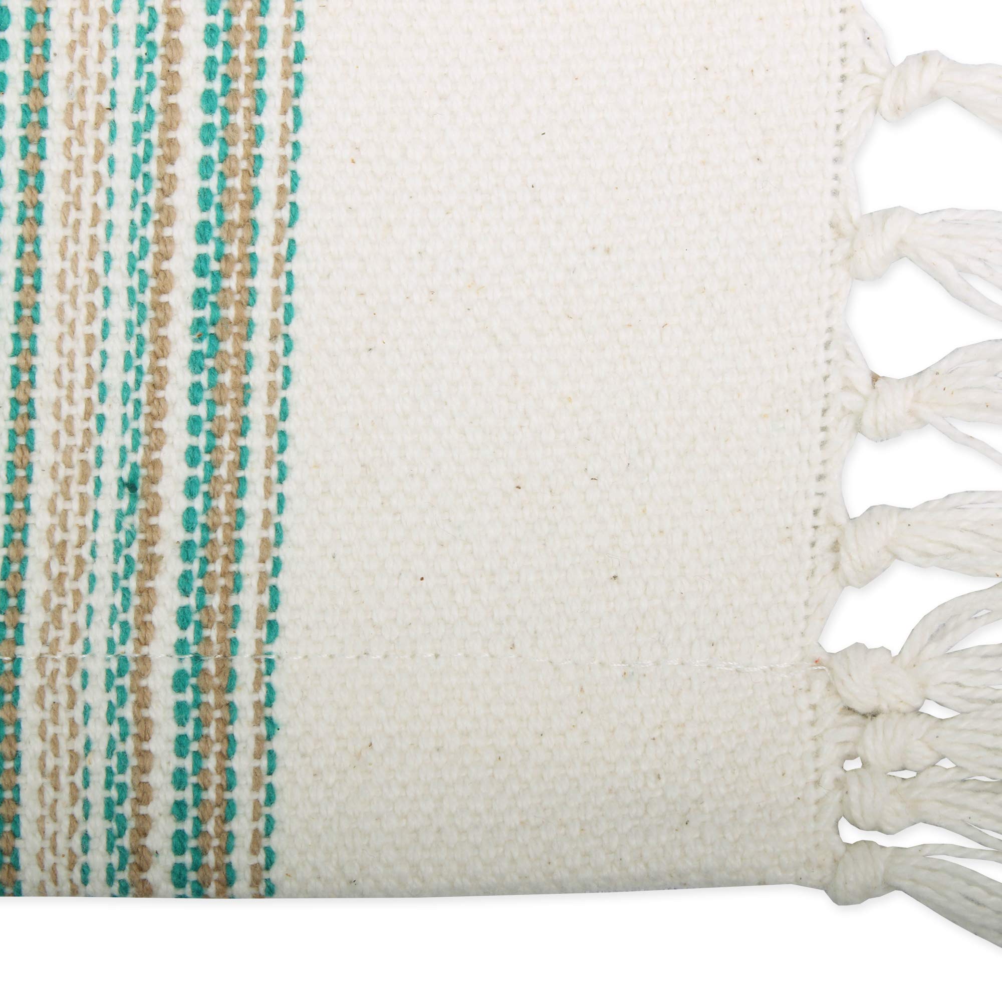 DII Everyday Collection  Fringed Stripe Tabletop  Placemat Set  Teal  6 Piece