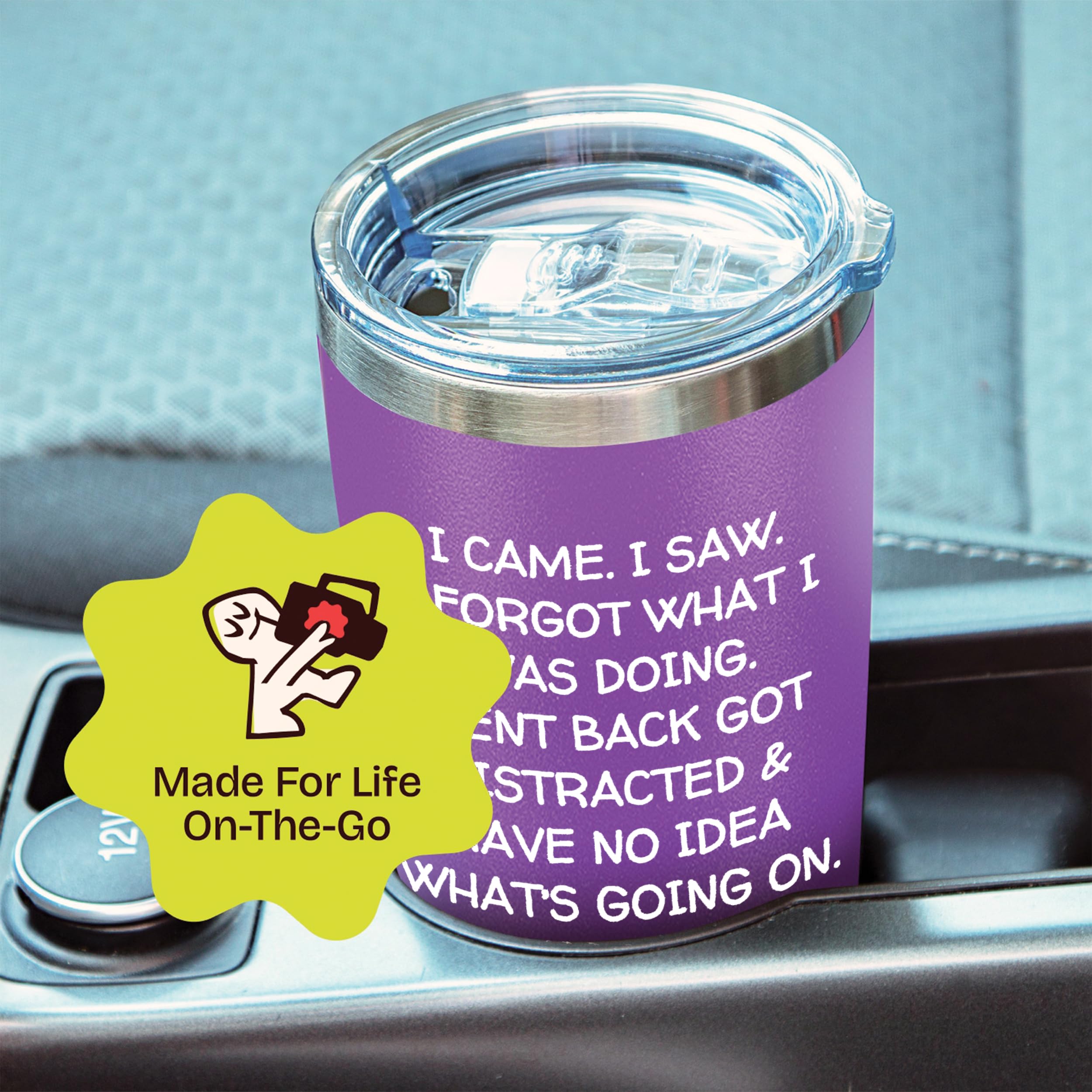 KLUBI Fun Birthday Gifts for Women - I Came I Saw I Forgot Tumbler 20oz Purple Drinking Cups for Elderly Senior Citizen Tumbler