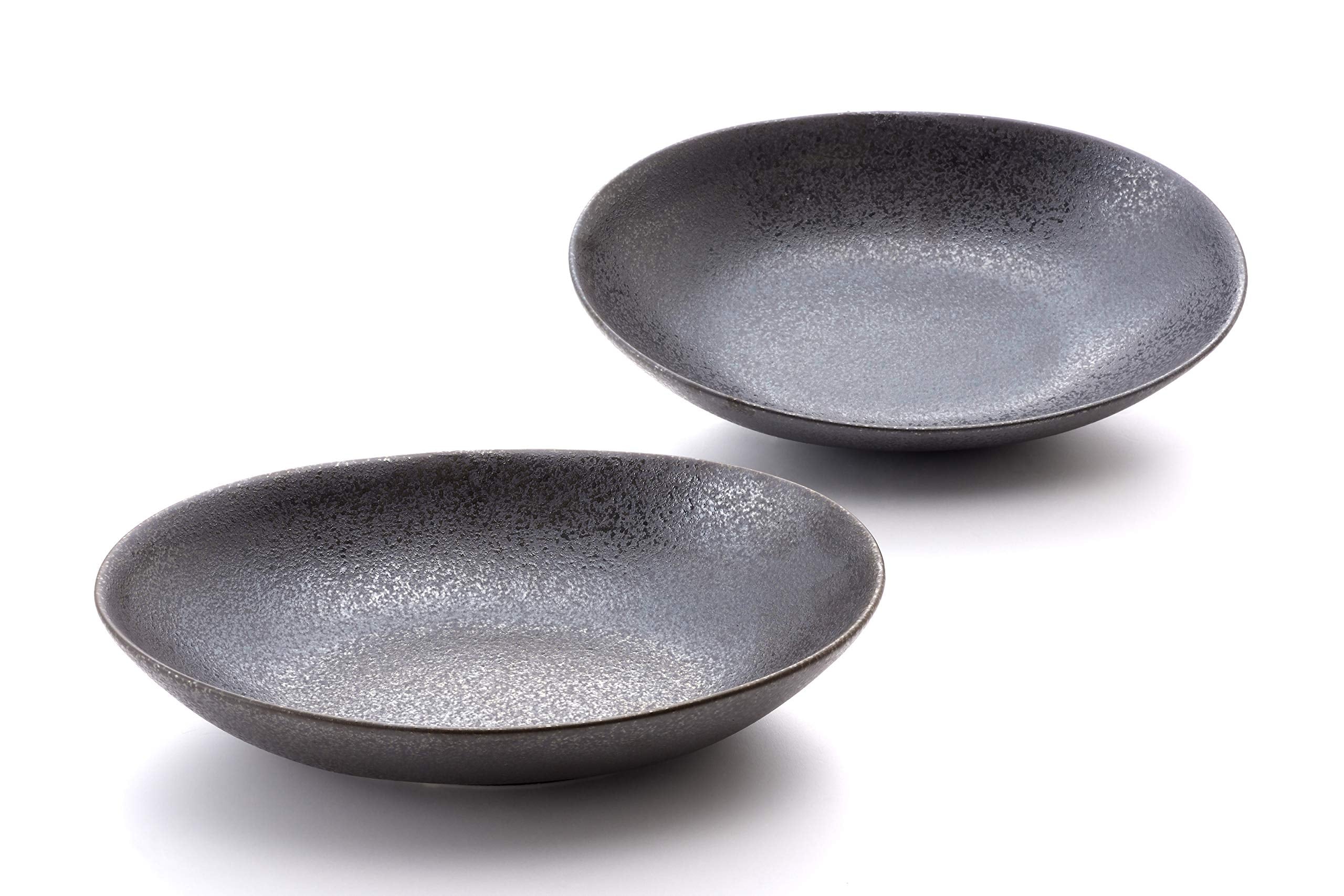 Marukyama Pottery Cafe Style Oval Curry Plate (Set of 2), Black