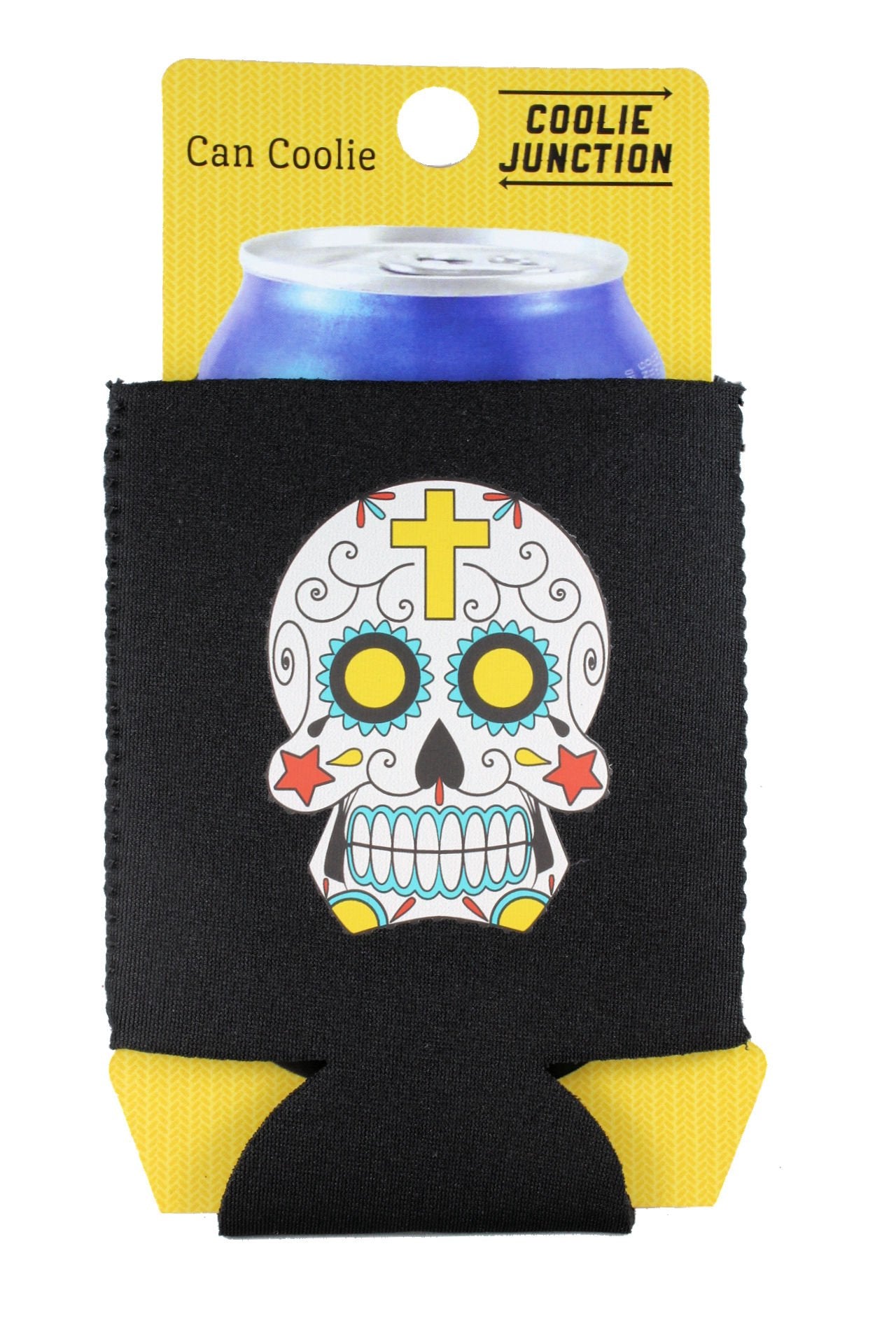 Sugar Skull Graphic Collapsible Can Coolie Black