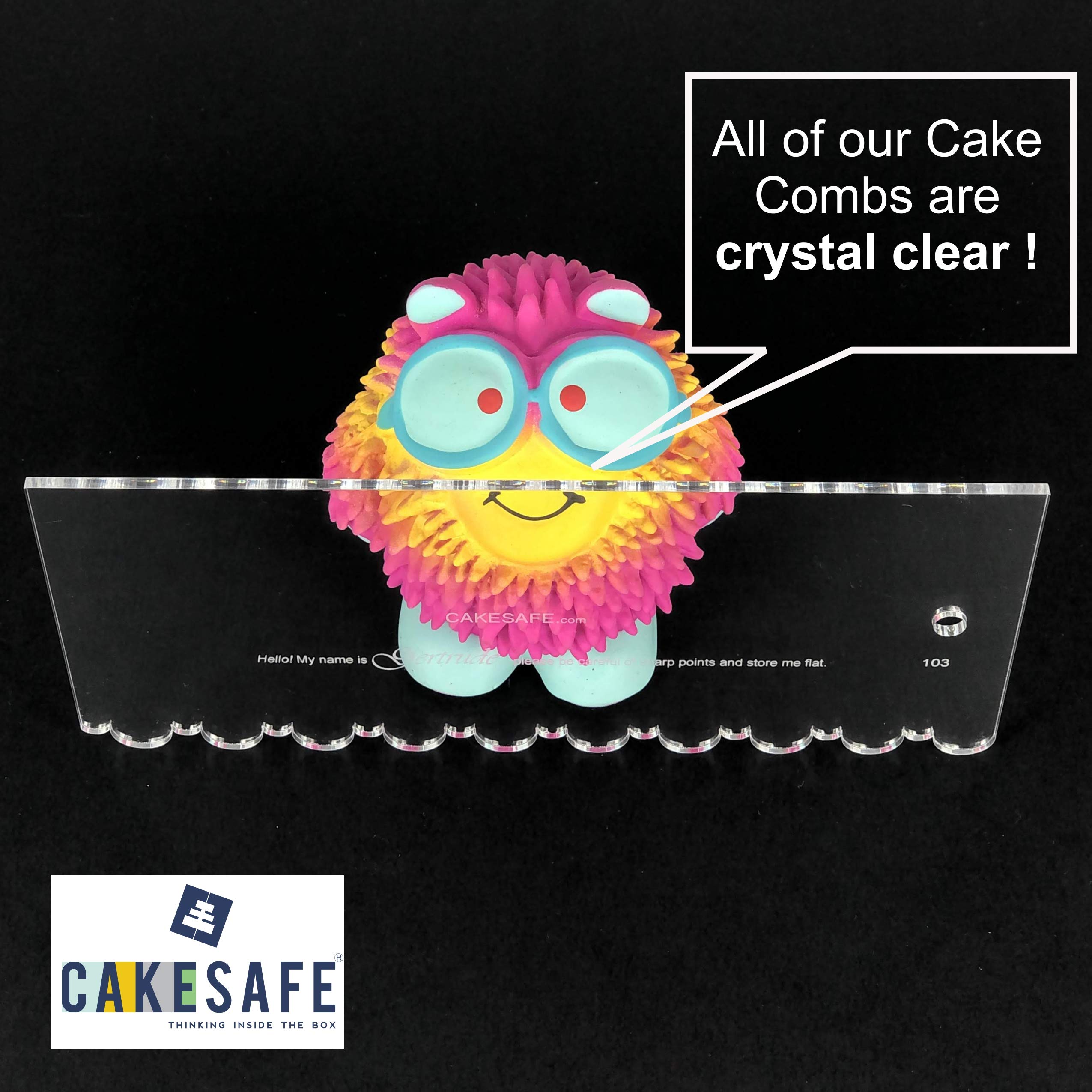 Cakesafe Clear Acrylic Henry 8 Inch Decorating Comb, Unique Cake Comb For Decoration, Frosting Comb And Buttercream Tools