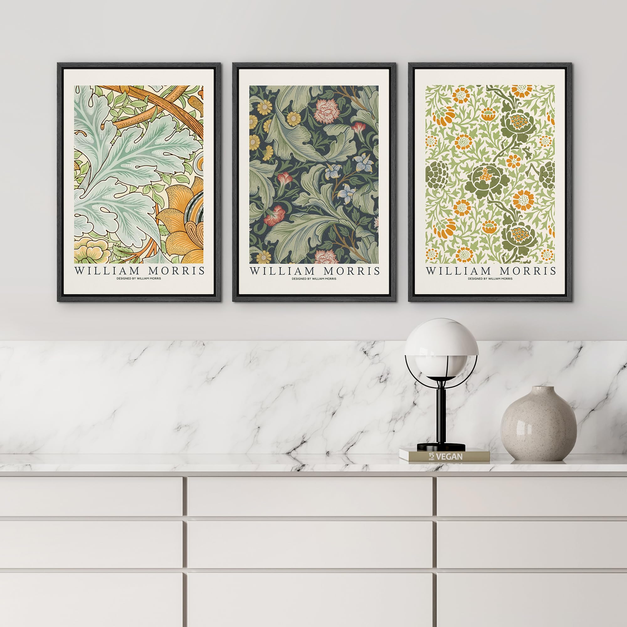 Wall26 Framed Canvas Print Wall Art Set William Morris Flower Tapestry Posters Nature Wilderness Illustrations Modern Art Decora