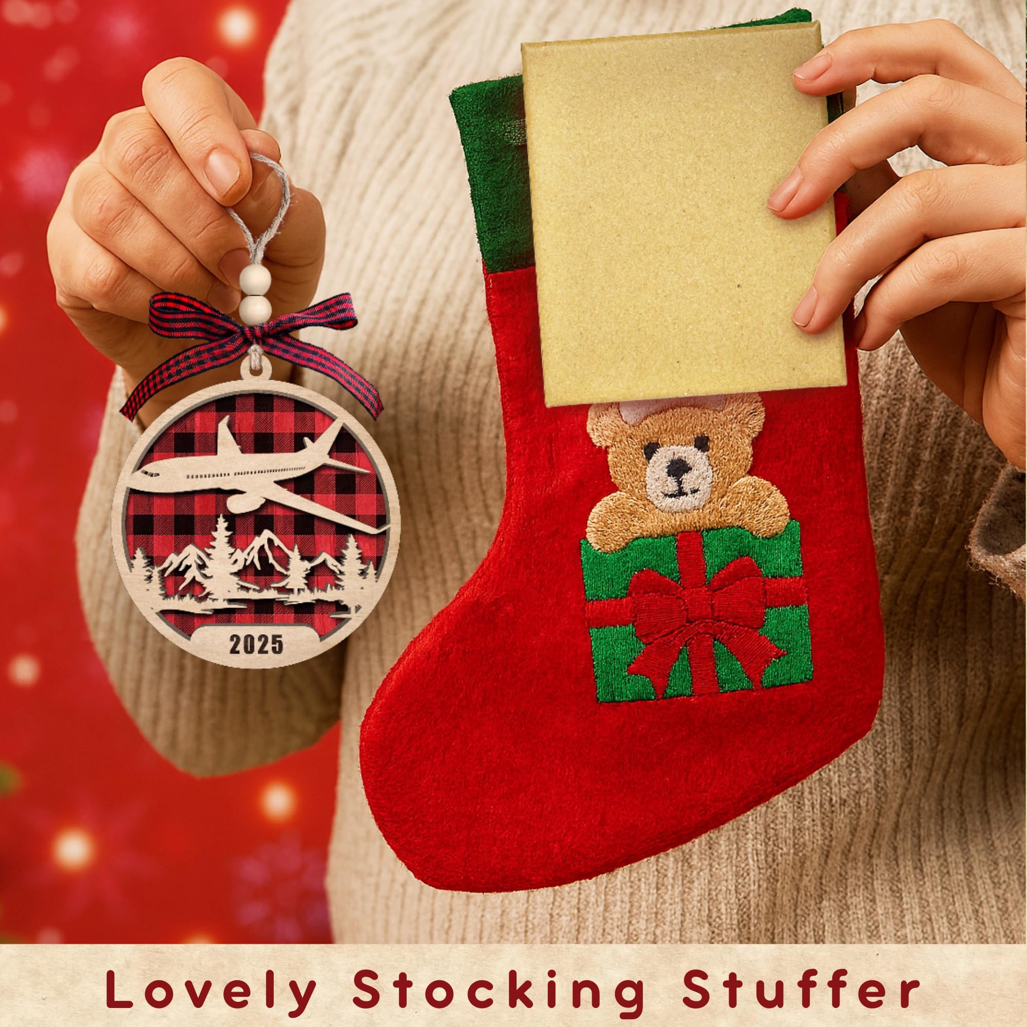 TEEBIM Airplane Ornaments 2025 - Airplane Christmas Ornament 2025 - Pilot Gifts for Men - Gifts for Travelers, Pilots, Crew, Men