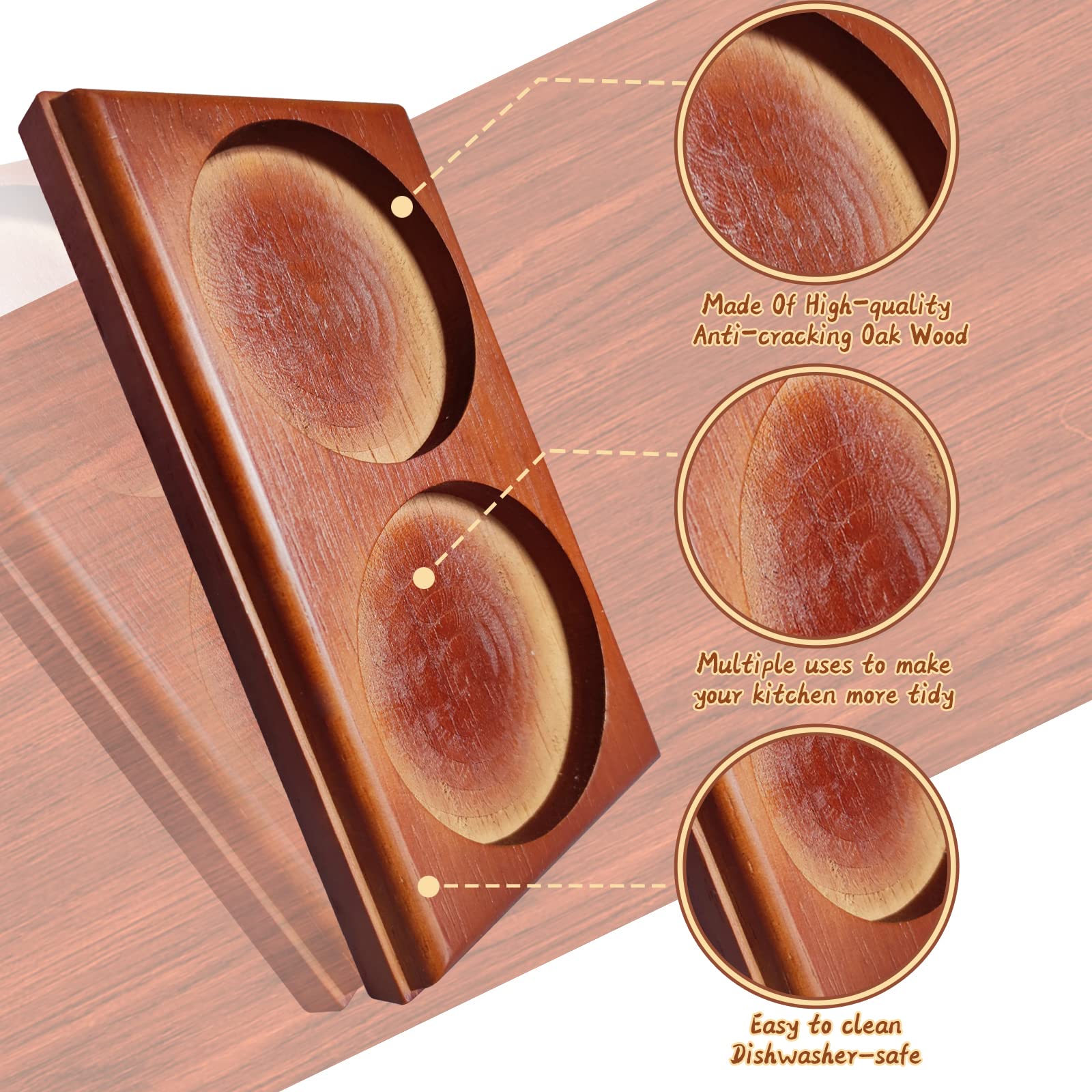 Salt and Pepper Mill Tray Oak Wood Tray Pepper Mill Holder & Rest(Inner Dia 7cm) fit many Mills & Shakers Salt & Pepper Grinder Accessories Kitchen Storage Holder Home Decoration Crafts