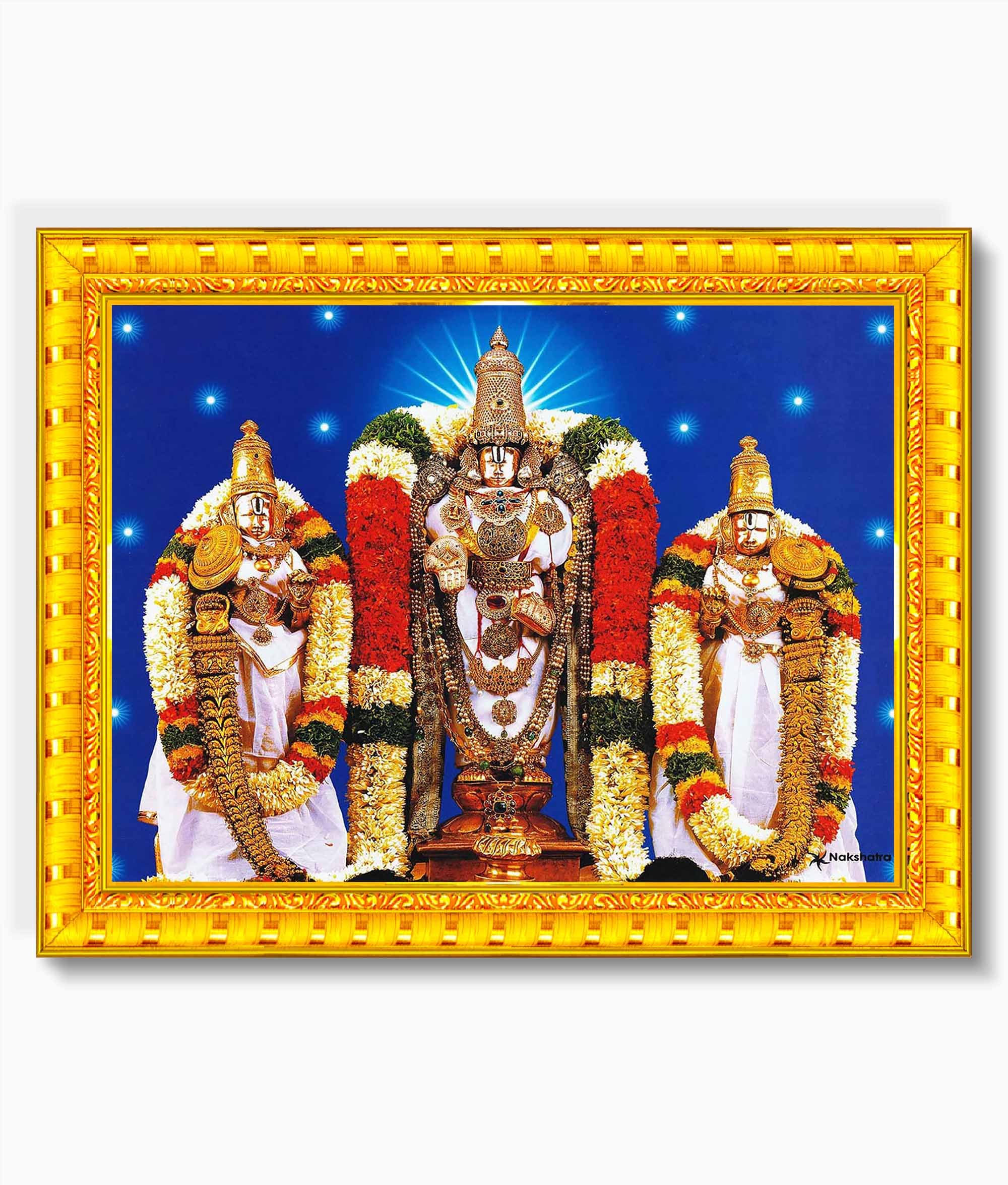 Pavan Photo Laminations Balaji Kalyanam Kalyana Venkateswara Swamy Wall Painting Framed Home Decor (Wood,Matte,Gold,Big Size,10 