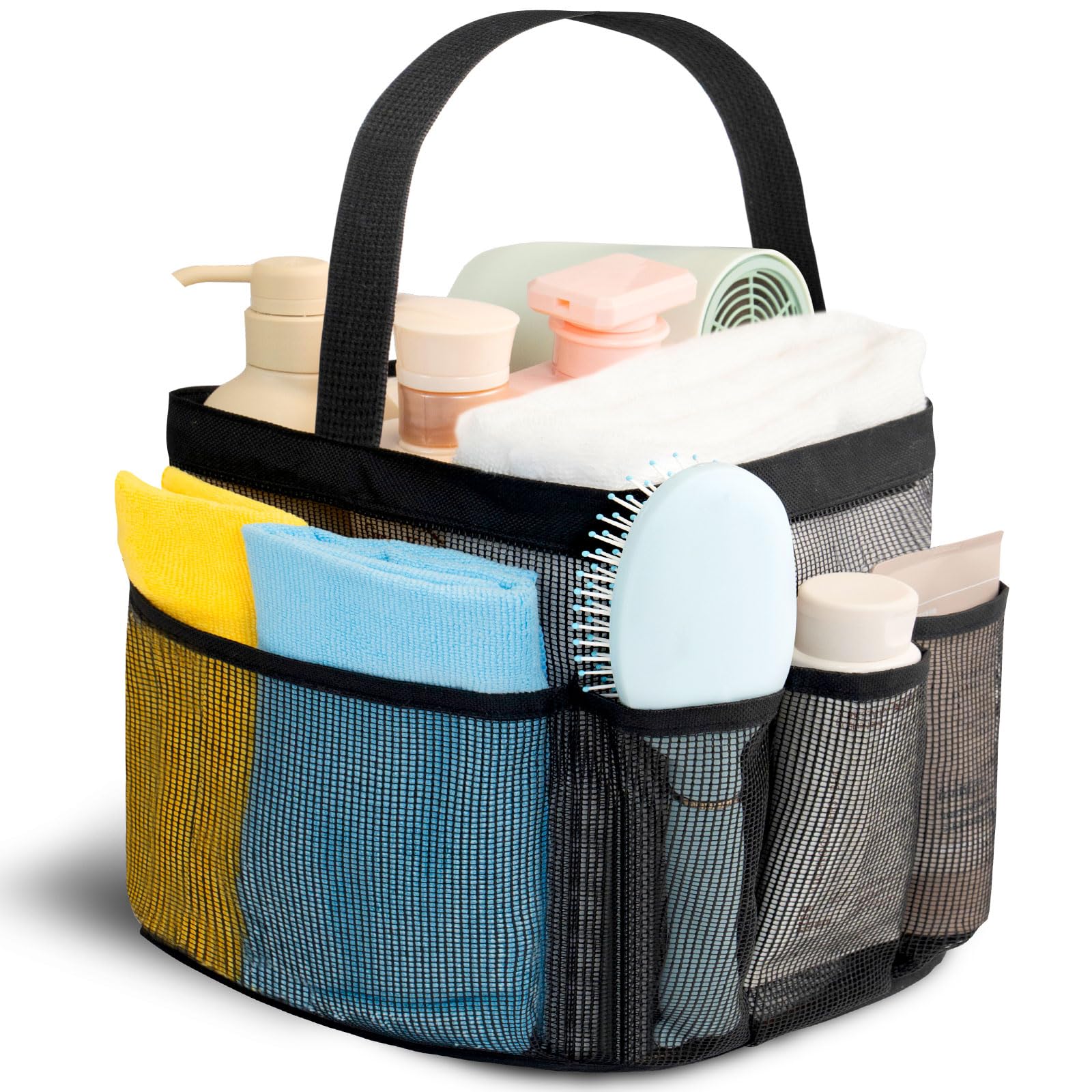 Mesh Shower Caddy Portable for College Dorm Room Essentials for Girls with 9 Pockets,Large-Capacity Shower Basket,Quick Dry Toil