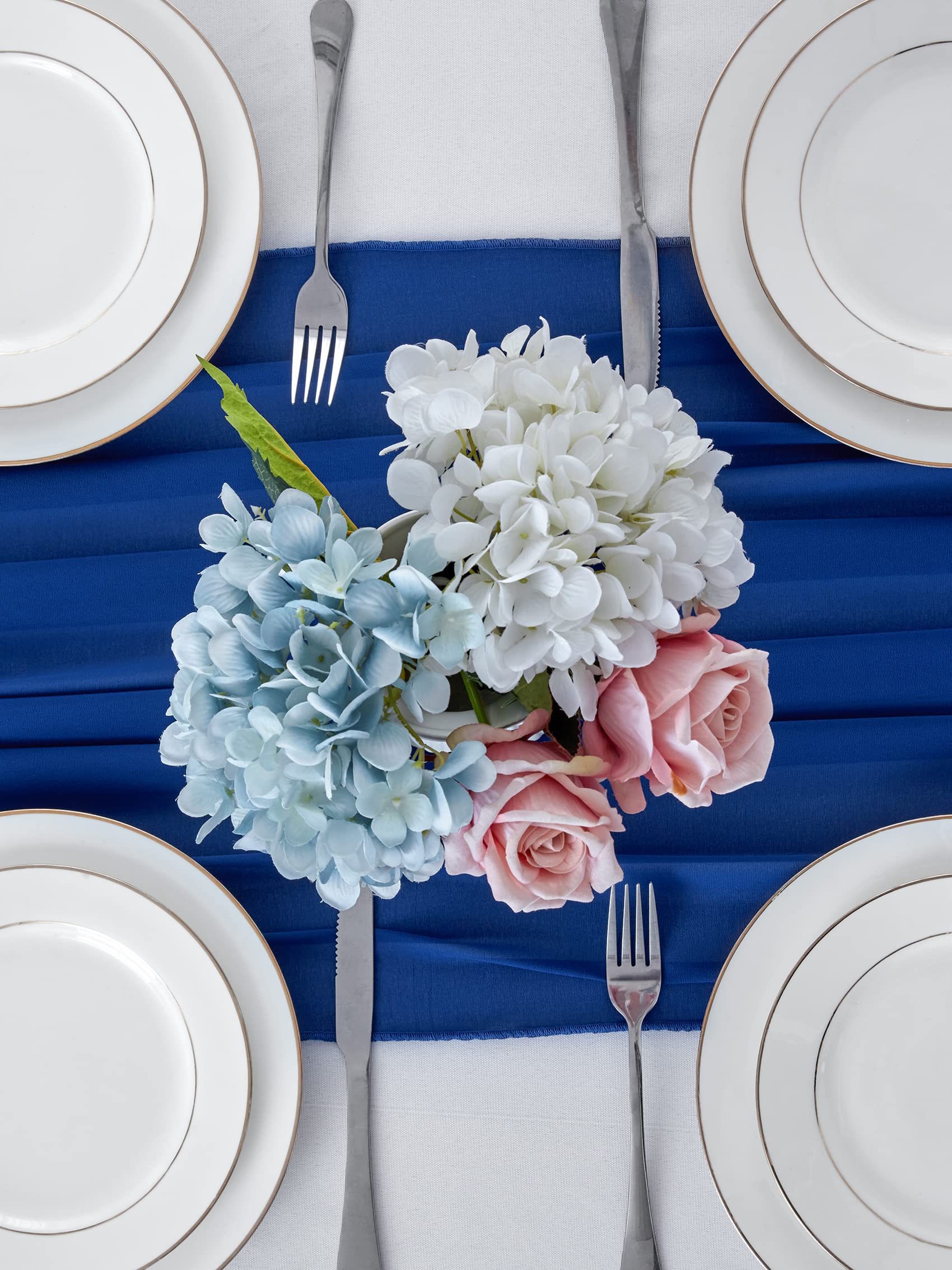 Beddeb 29X120 Inches 10 Pack Navy Blue Chiffon Table Runner 10Ft Sheer Wedding Table Runner Romantic Tulle Table Runner For Wedd