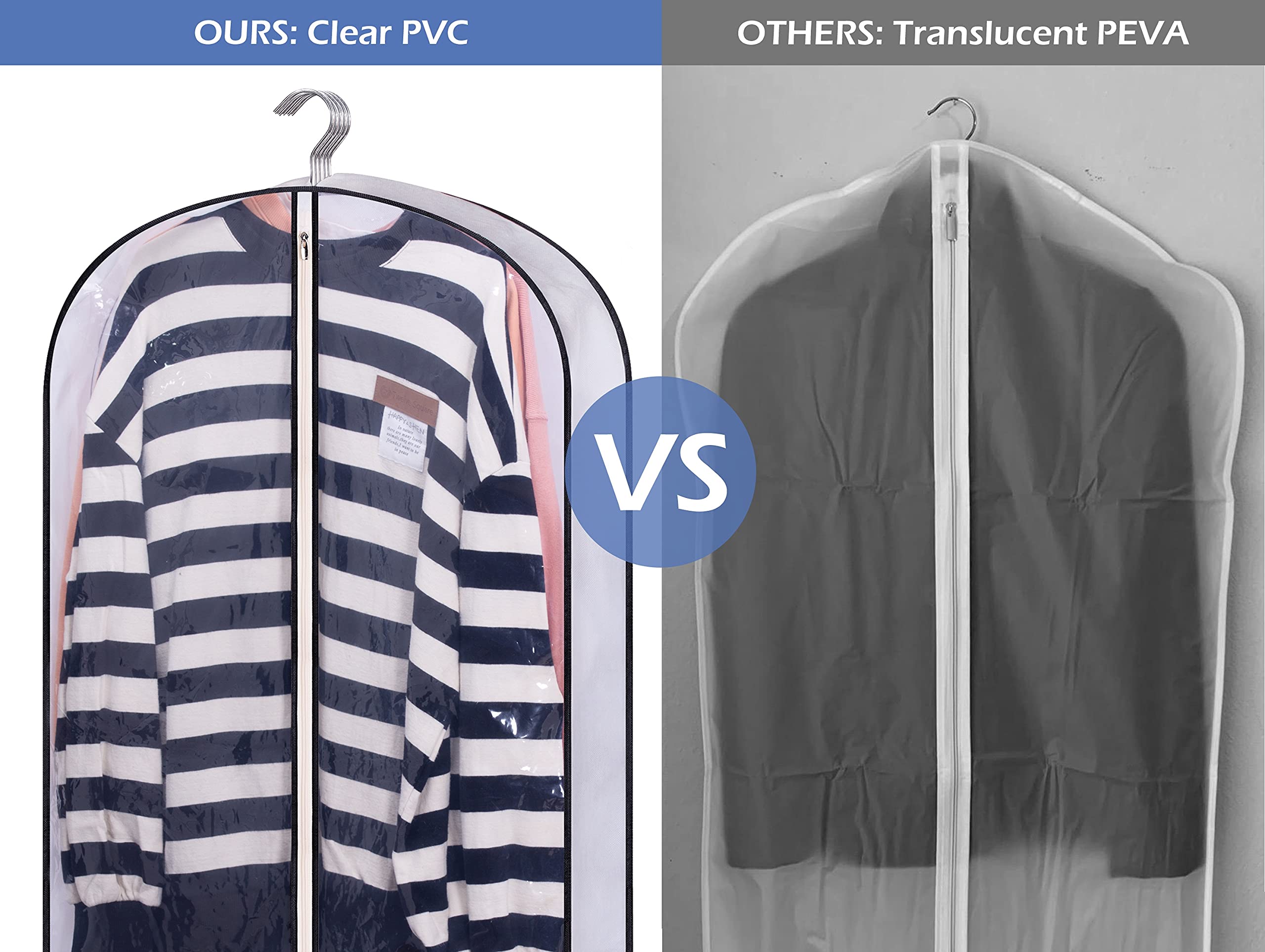 SLEEPING LAMB 60'' Gusseted Garment Bags for Closet Storage Clear Dress Bag Hanging Clothes Storage for Long Gowns  Coats  Sweaters  2 Packs