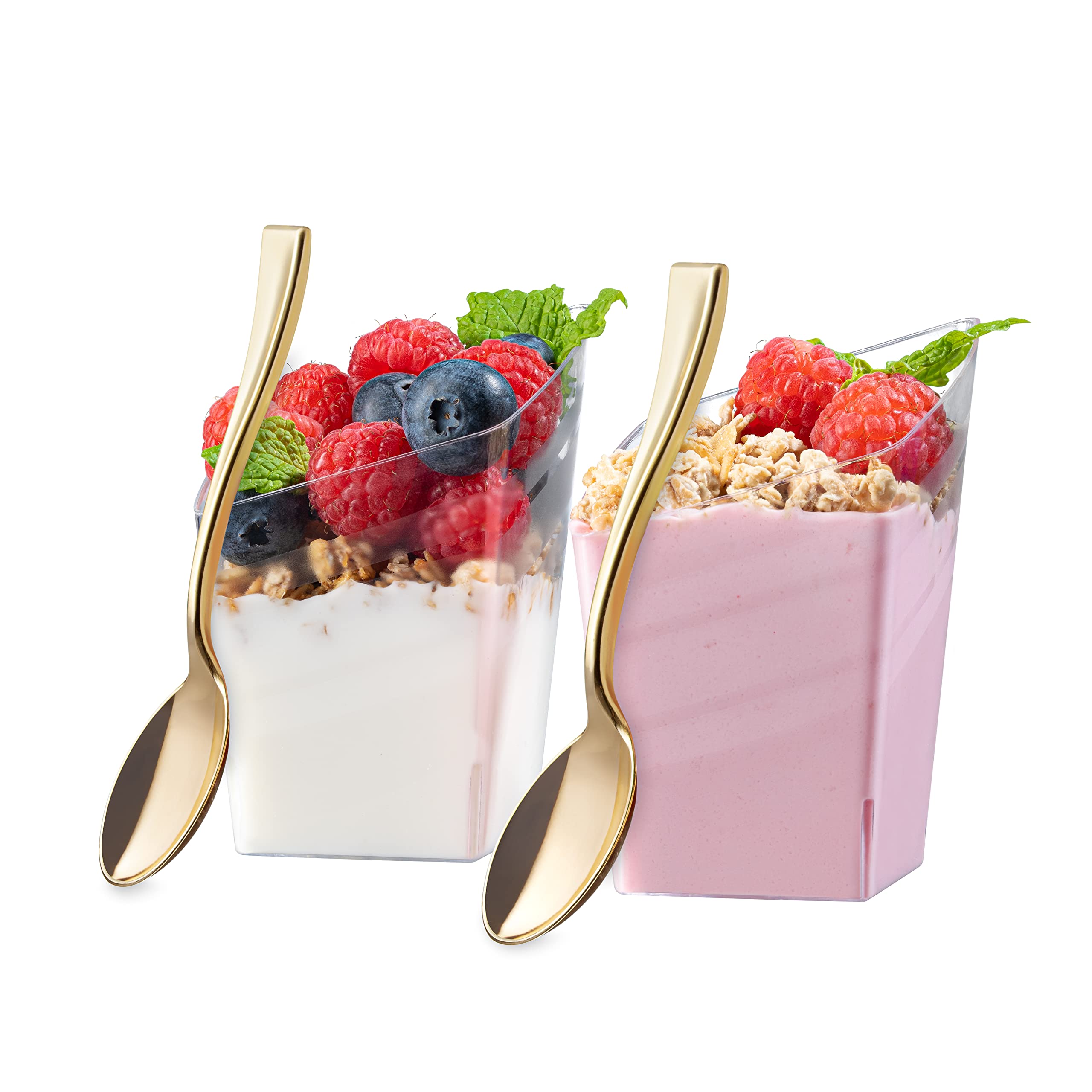 Gold Plastic Mini Dessert Spoons, Disposable Tiny Gold Spoons For Appetizers Tasting Posh Setting, 4 Inch 80 Count