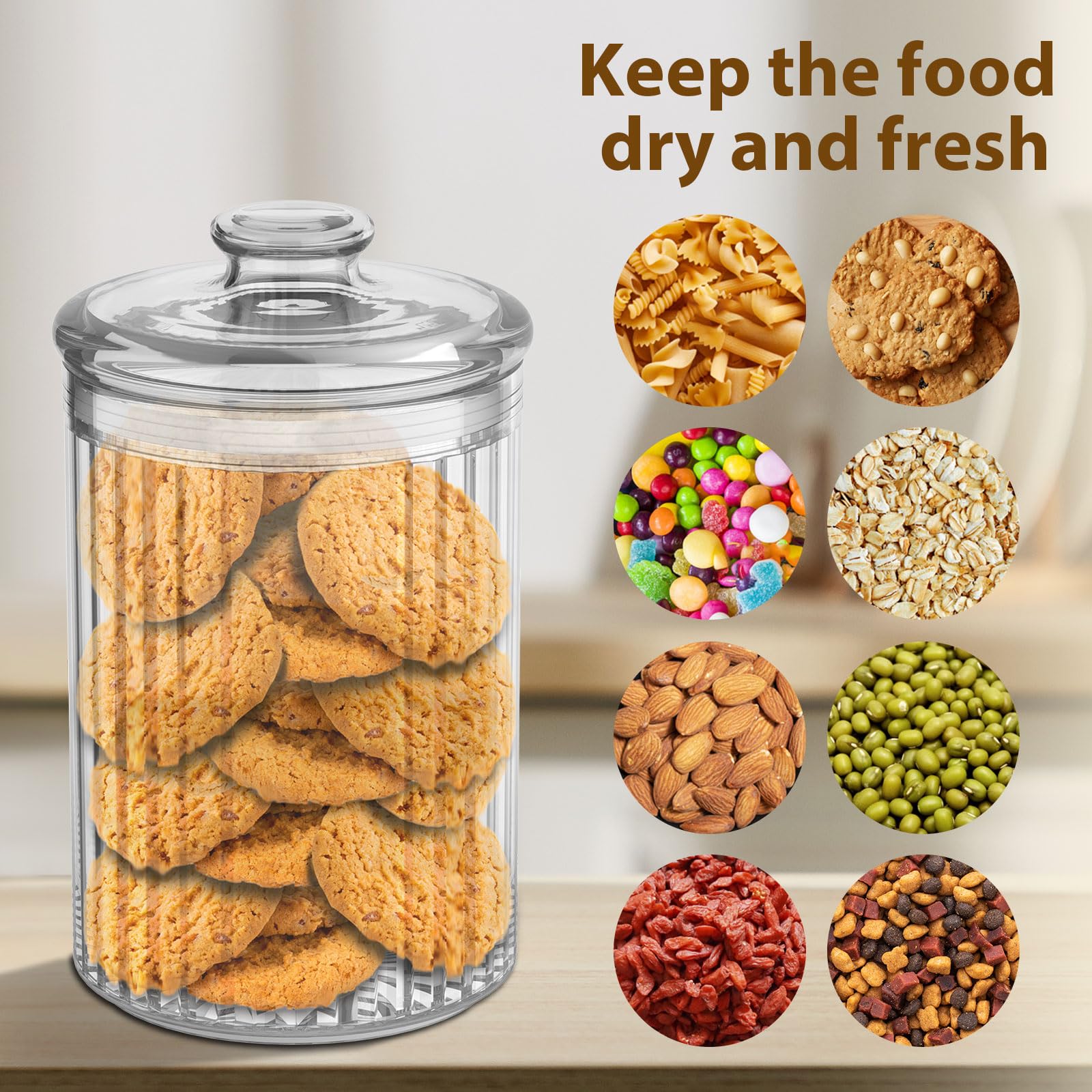 Vinkoe Cookie Jar, 51Oz Acrylic Candy Jars With Lids, Apothecary Jars, Clear Cookie Jars For Easter, Christmas, Candy Buffet, Of