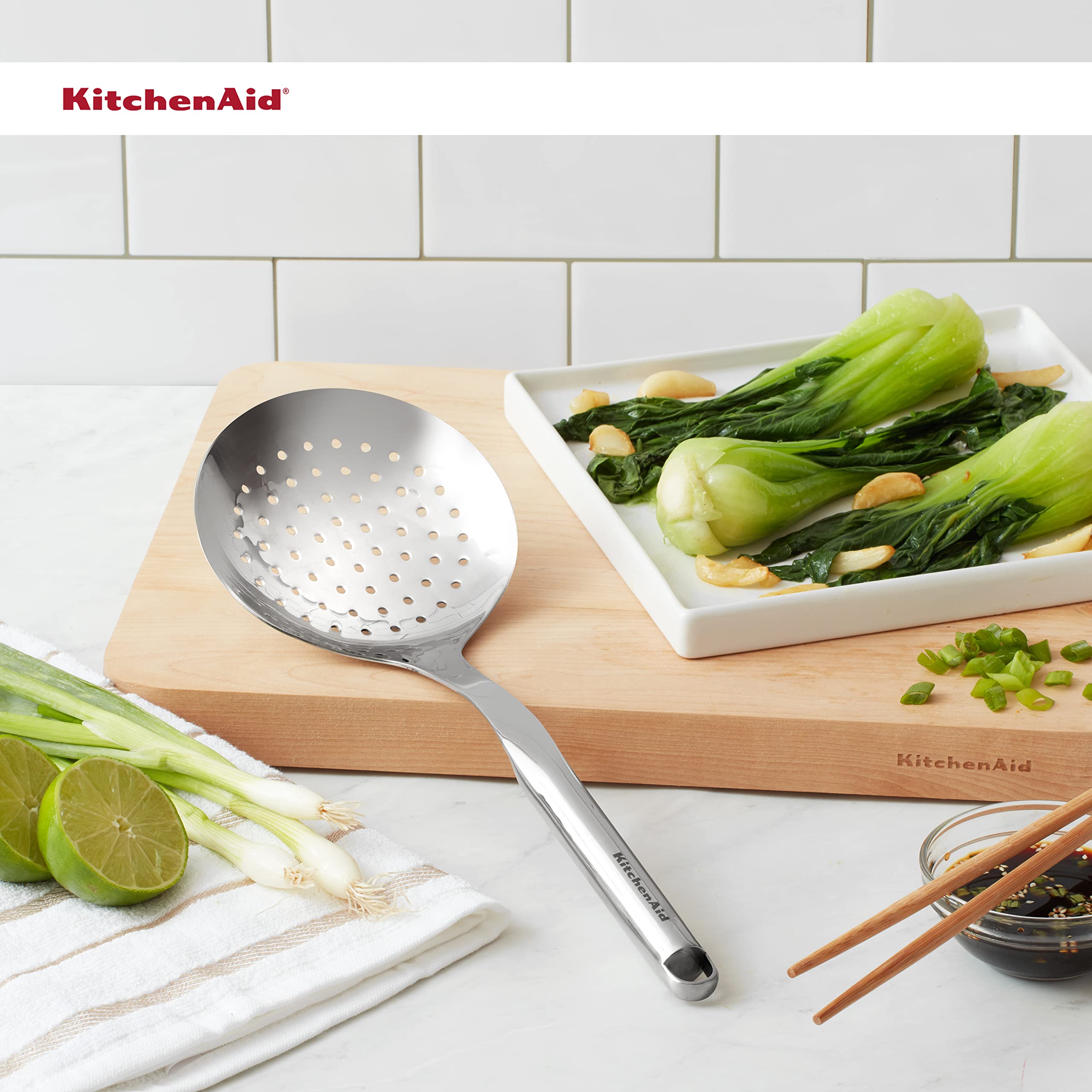 Kitchenaid Premium Strainer With Hang Hook, 14-Inch, Stainless Steel