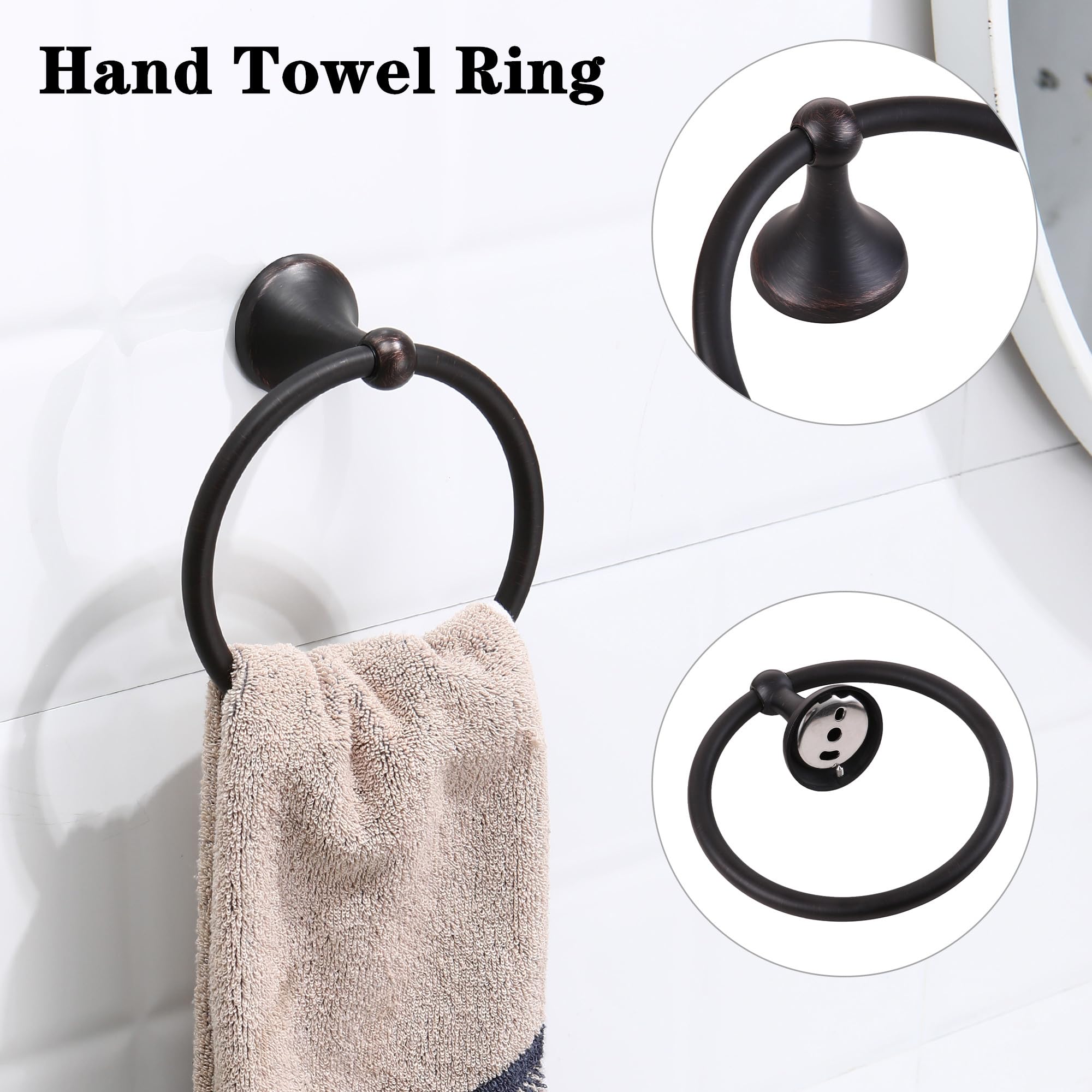 Ntipox 4 Piece Bathroom Hardware Accessories Set Oil Rubbed Bronze,24 Inch Towel Bar Set,Towel Rack Set,Bathroom Towel Holder Se