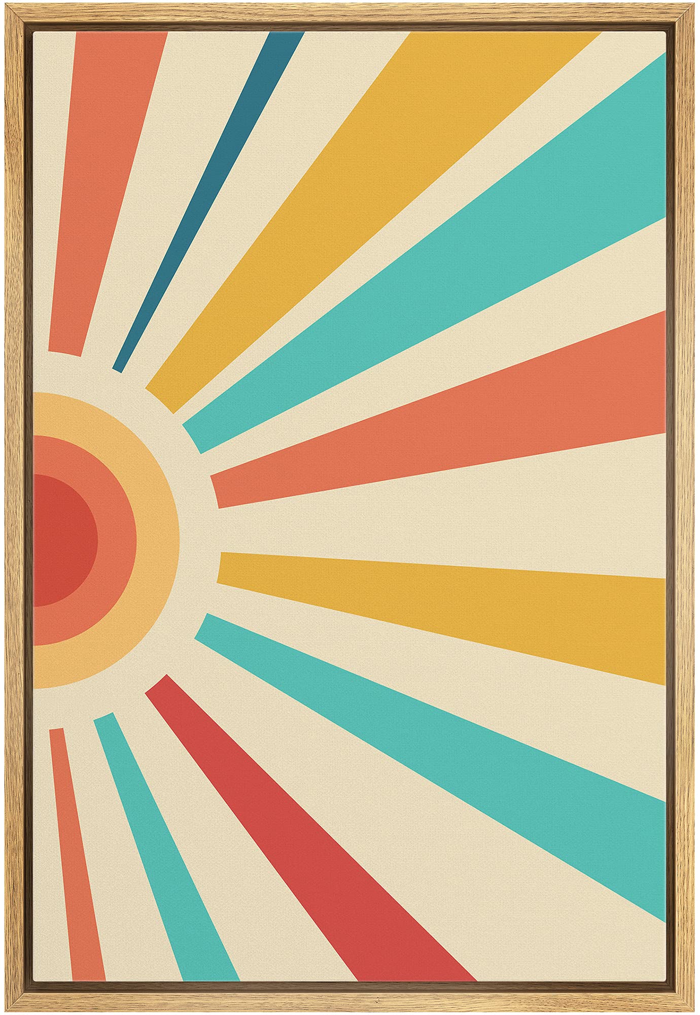 Bestdeal Depot Framed Canvas Print Wall Art Multicolor Shing Sun In Sky Abstract Patterns Illustrations Modern Art Mid-Century M