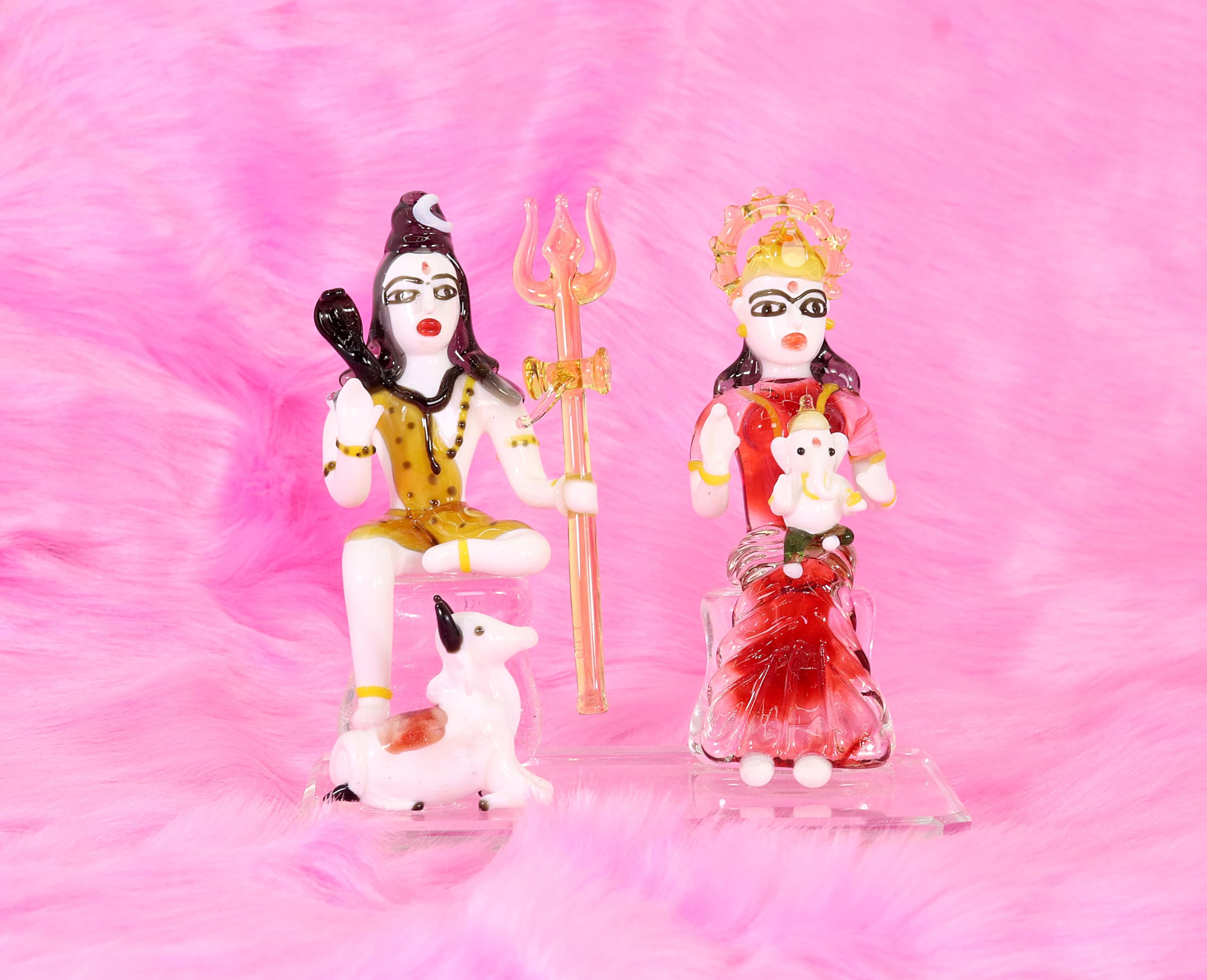 Nmii Glass Idol Lord Shiv Parivar Murti Shiv Ji For Home Pooja Room Office Living Room | Lord Shiv Ganesh Ji Parvati Mata Nandi