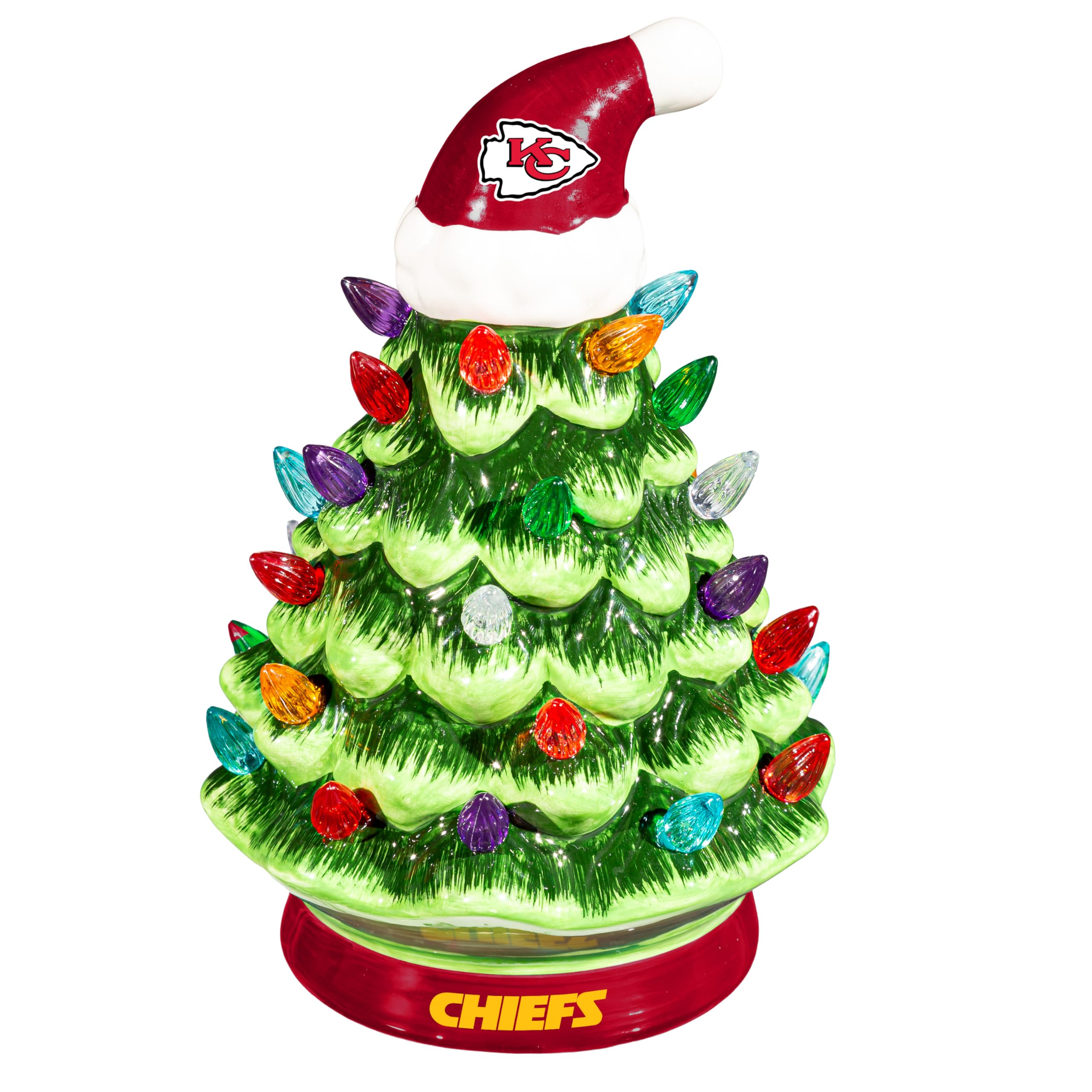 NFL Kansas City Chiefs Christmas Trees That Light Up | 8 LED Vintage Christmas Tree | Officially Licensed Team Logo | Christmas 