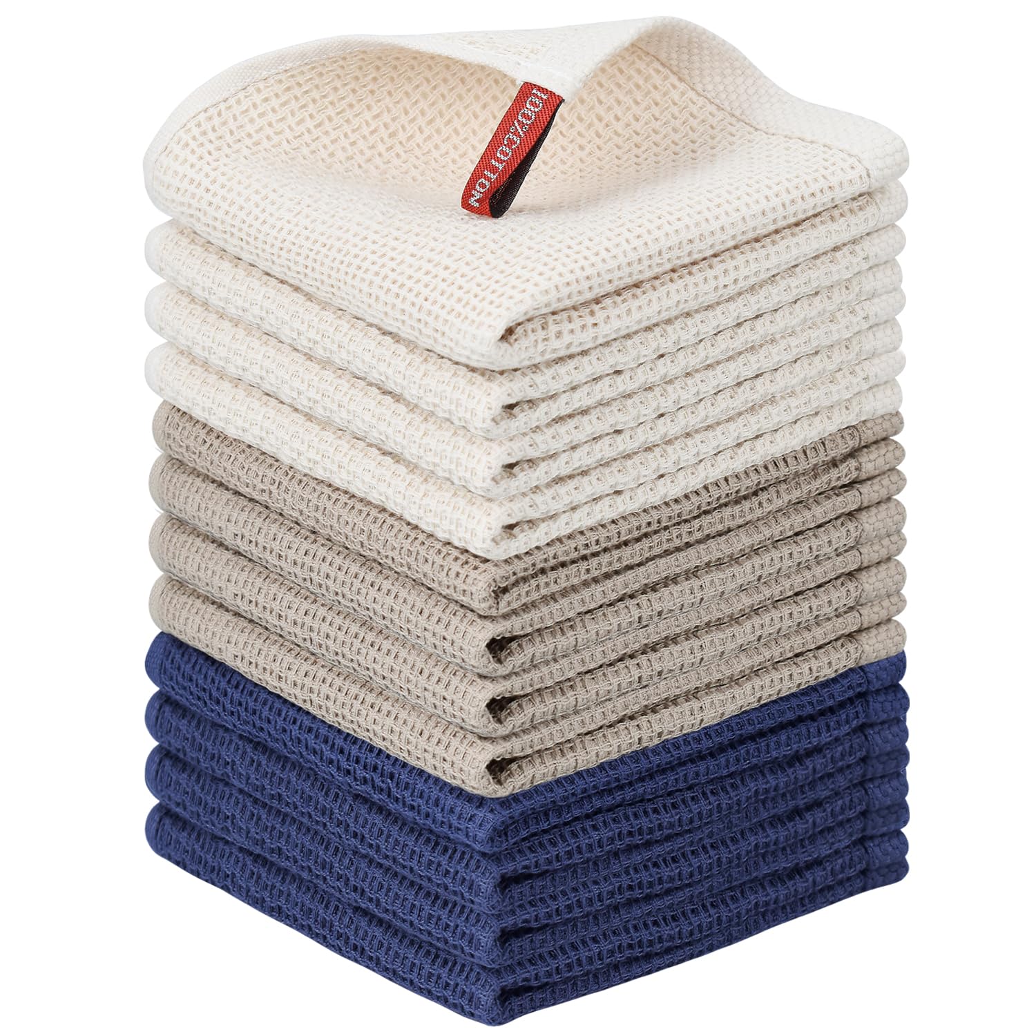 Nialnant 12 Pack Dish Cloths,100% Cotton Dish Towels for Washing Dishes,Soft and Absorbent Kitchen Cleaning Rags - 12x12 Inch