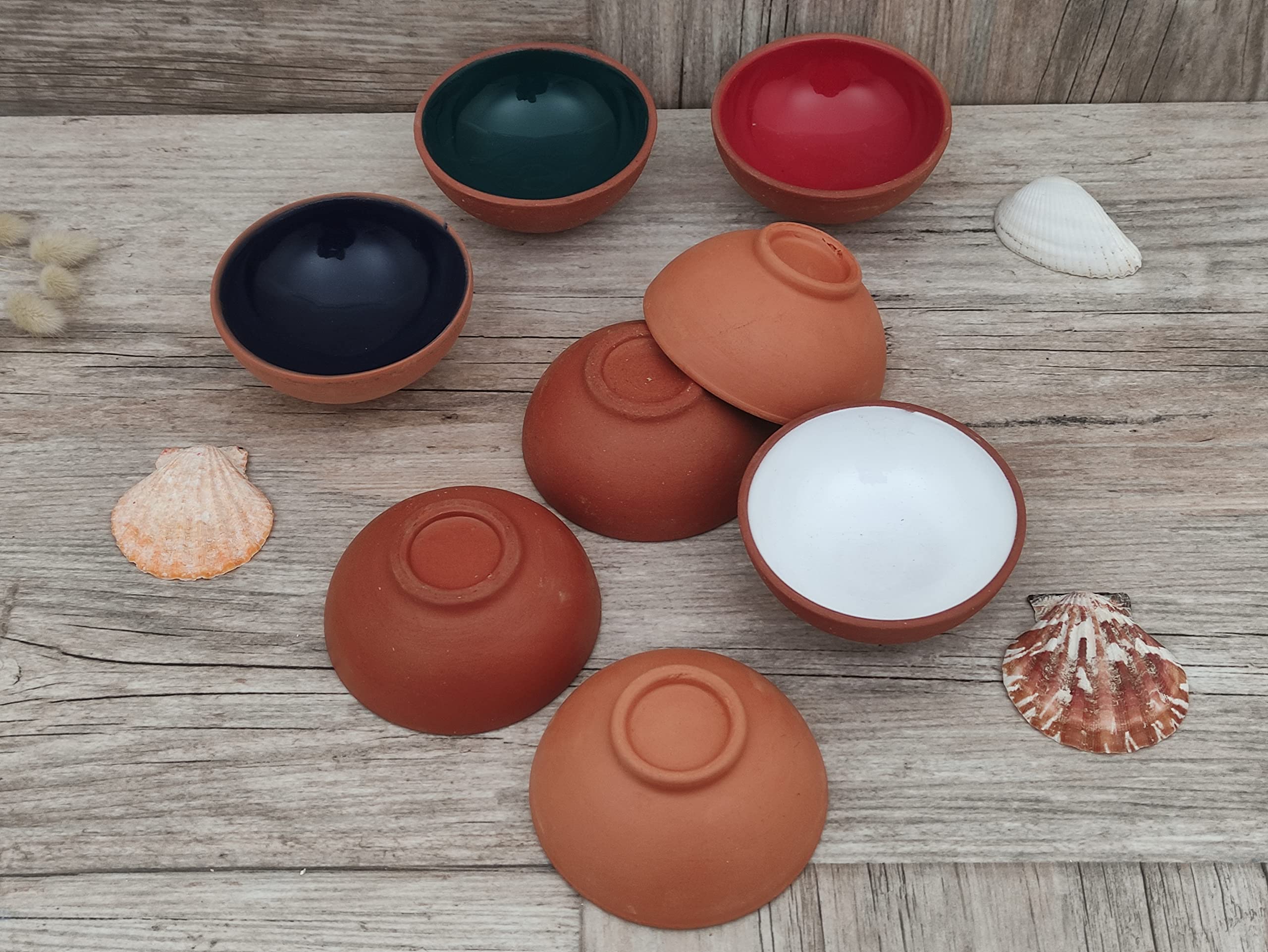 Ayennur Turkish Terracotta Pinch Charcuterie Ceramic Bowls Set Of 8-3.15 Inch(8Cm)-3.5 (Oz),Dipping Sauce Dish Prep Condiments S