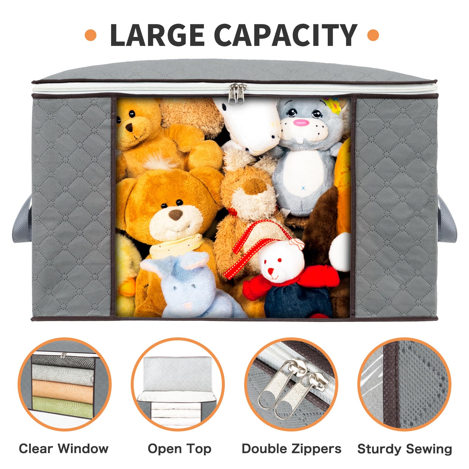 combocube 3 Pack Closet Organizers and Storage Containers, Clothes Storage Bins, Storage Bags with Large Clear Window & Handles