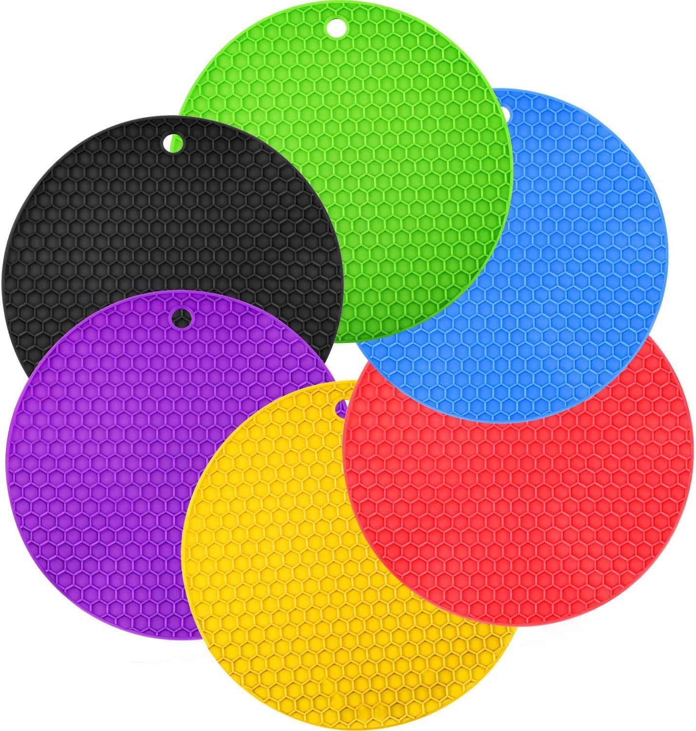 Fs Cool Silicone Trivets, Flexible Multipurpose Hot Pads, Heat Resistant, Soft NonSlip, Pack Of 6, Random Colours