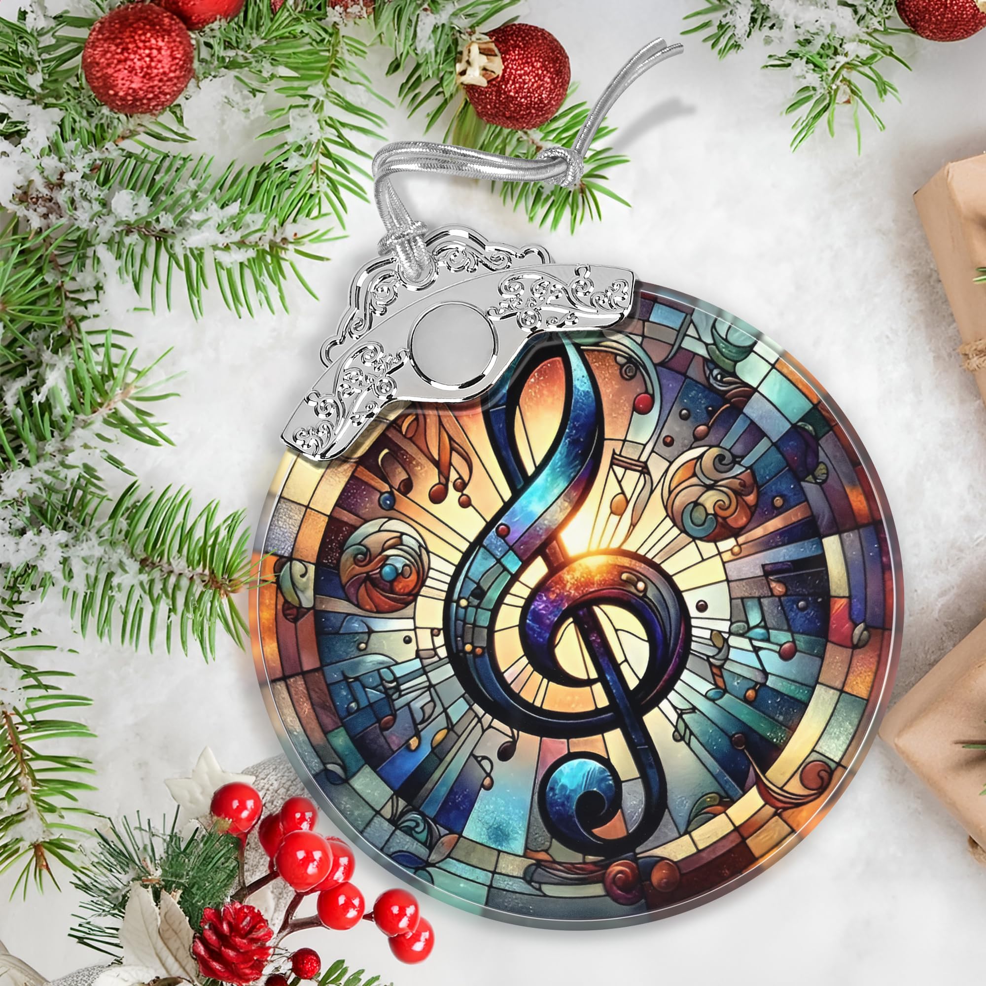 Musical Note Stained Glass Orament - Christmas Ornament - Christmas Decorations for Tree - Holiday Present ldeas - Gift Exchange