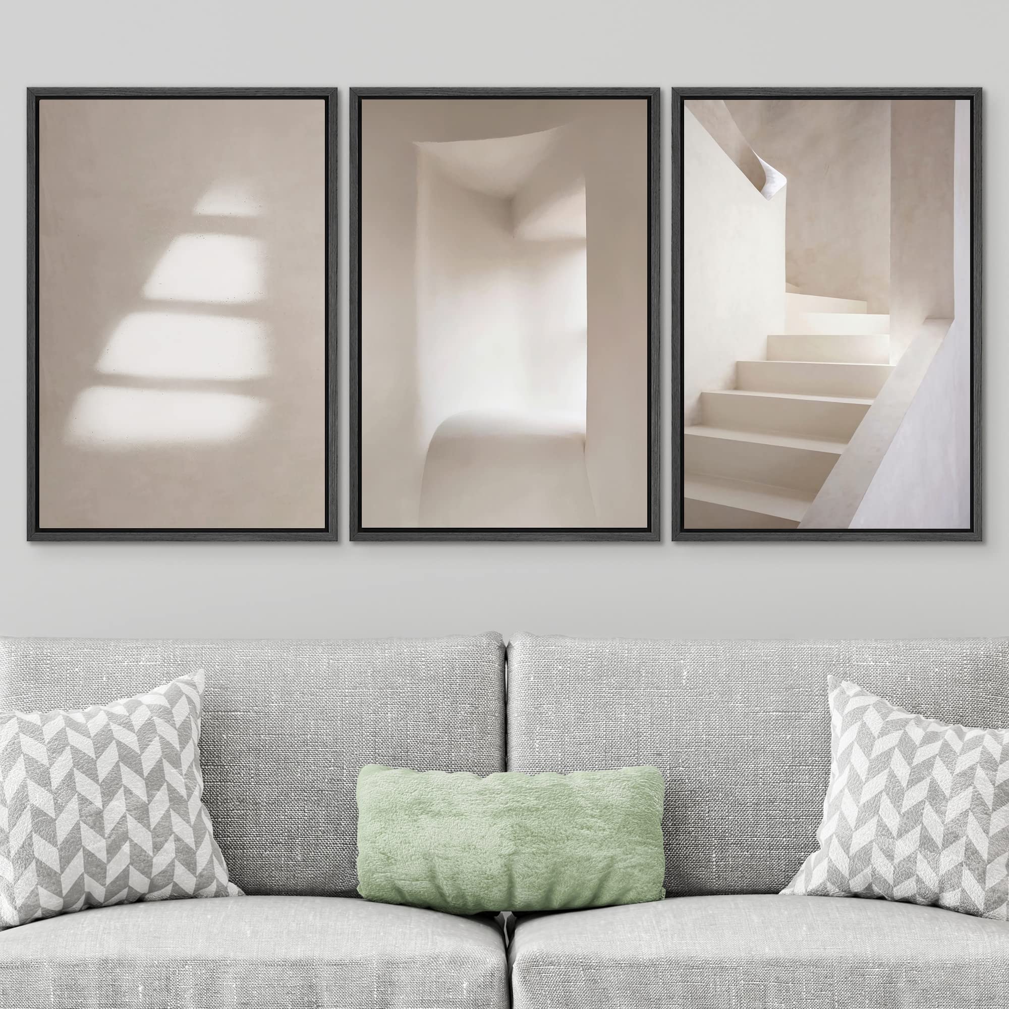 Signwin Framed Canvas Print Wall Art Set Geometric Architecture Duotone Variety Abstract Shapes Illustrations Modern Art Decorat
