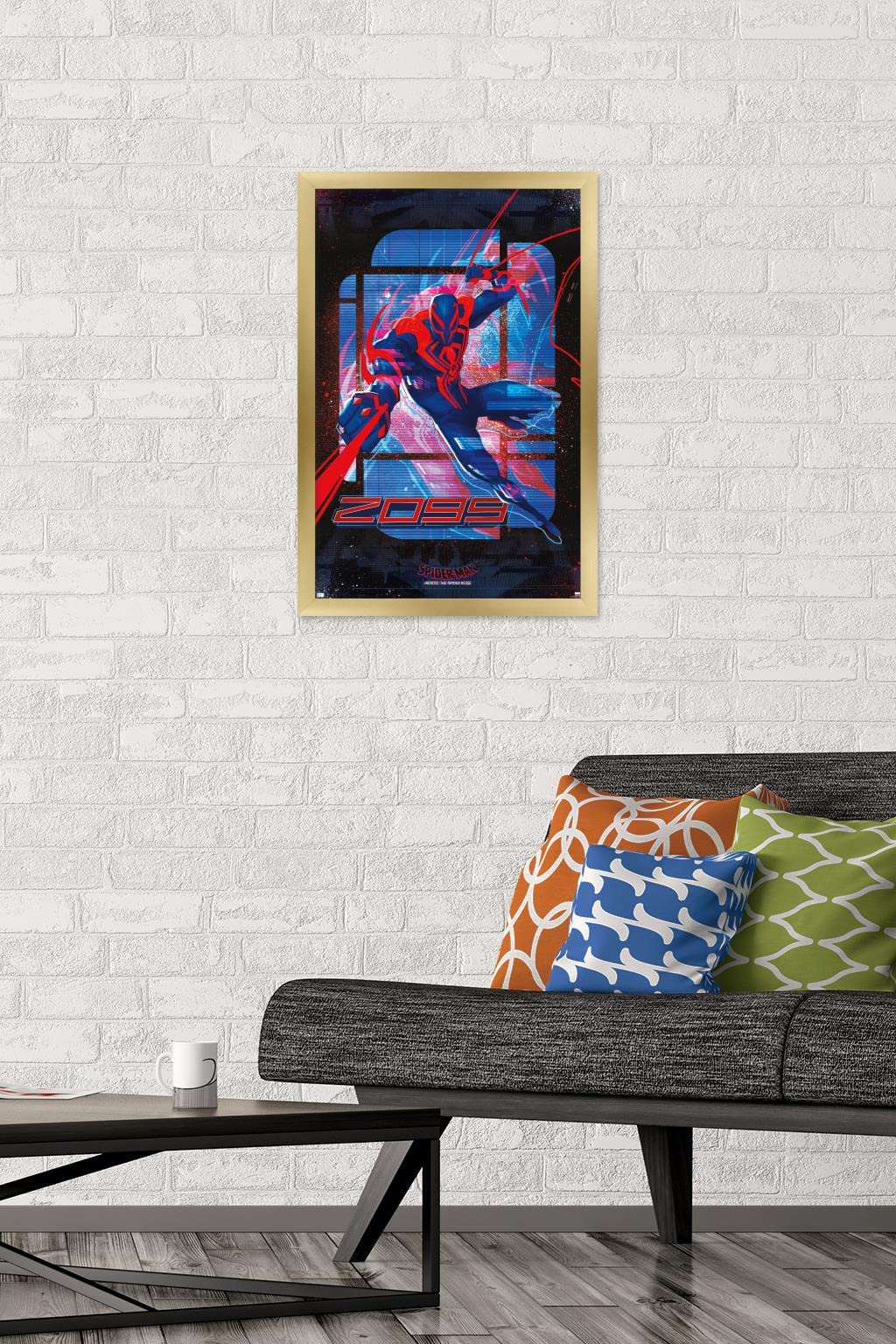 Trends International Marvel Spider-Man: Across The Spider-Verse - Spider-Man 2099 Wall Poster, 14.72'' X 22.37'', Gold Framed Ve