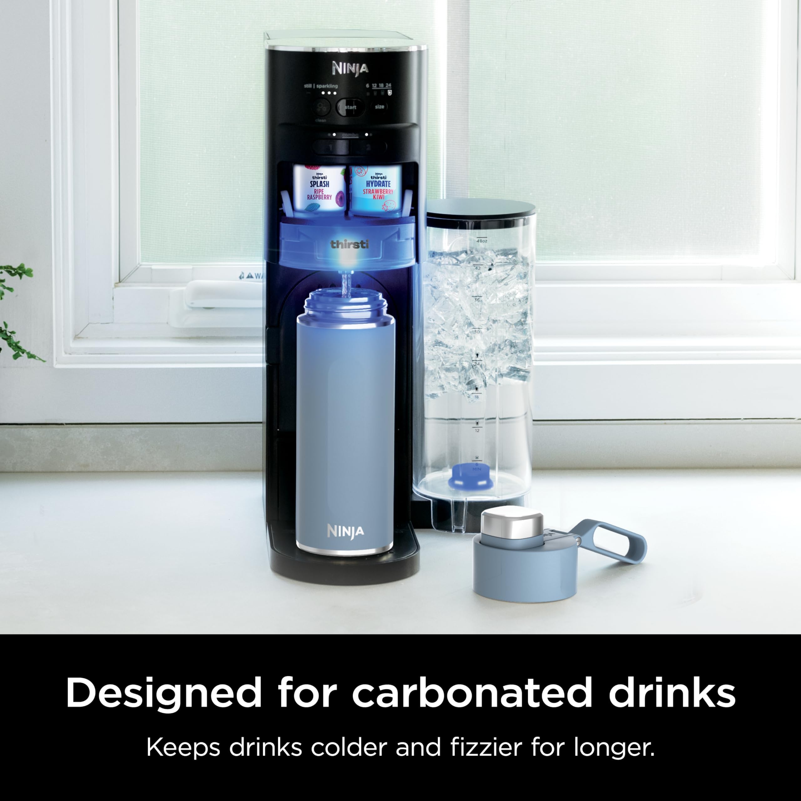 Ninja DW2401BL 24oz Stainless Steel Travel Water Bottle - Blue, Leak Proof, Insulated for Carbonated Drinks, Dishwasher Safe