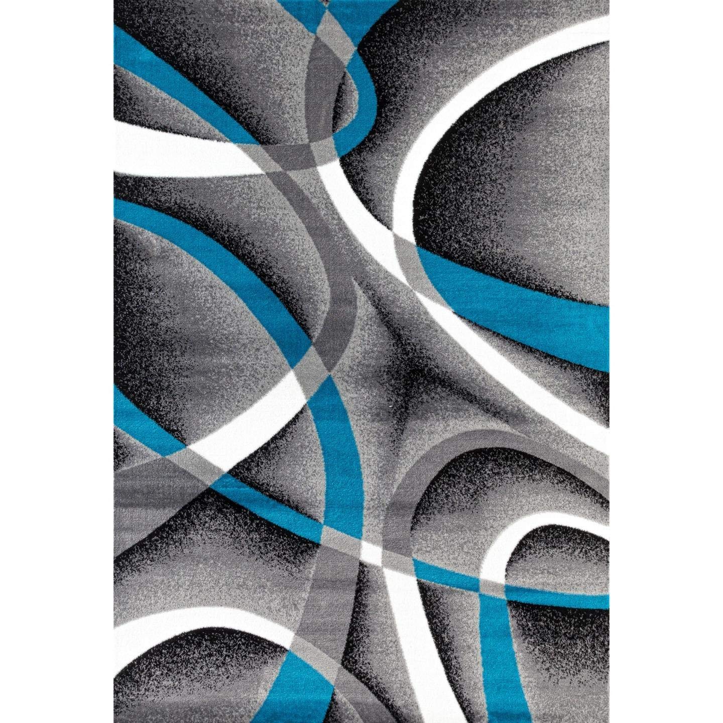 Persian Area Rugs Turquoise 8x10 2305 White Swirls 710 x106 Modern Abstract Area Rug, 8 x 10