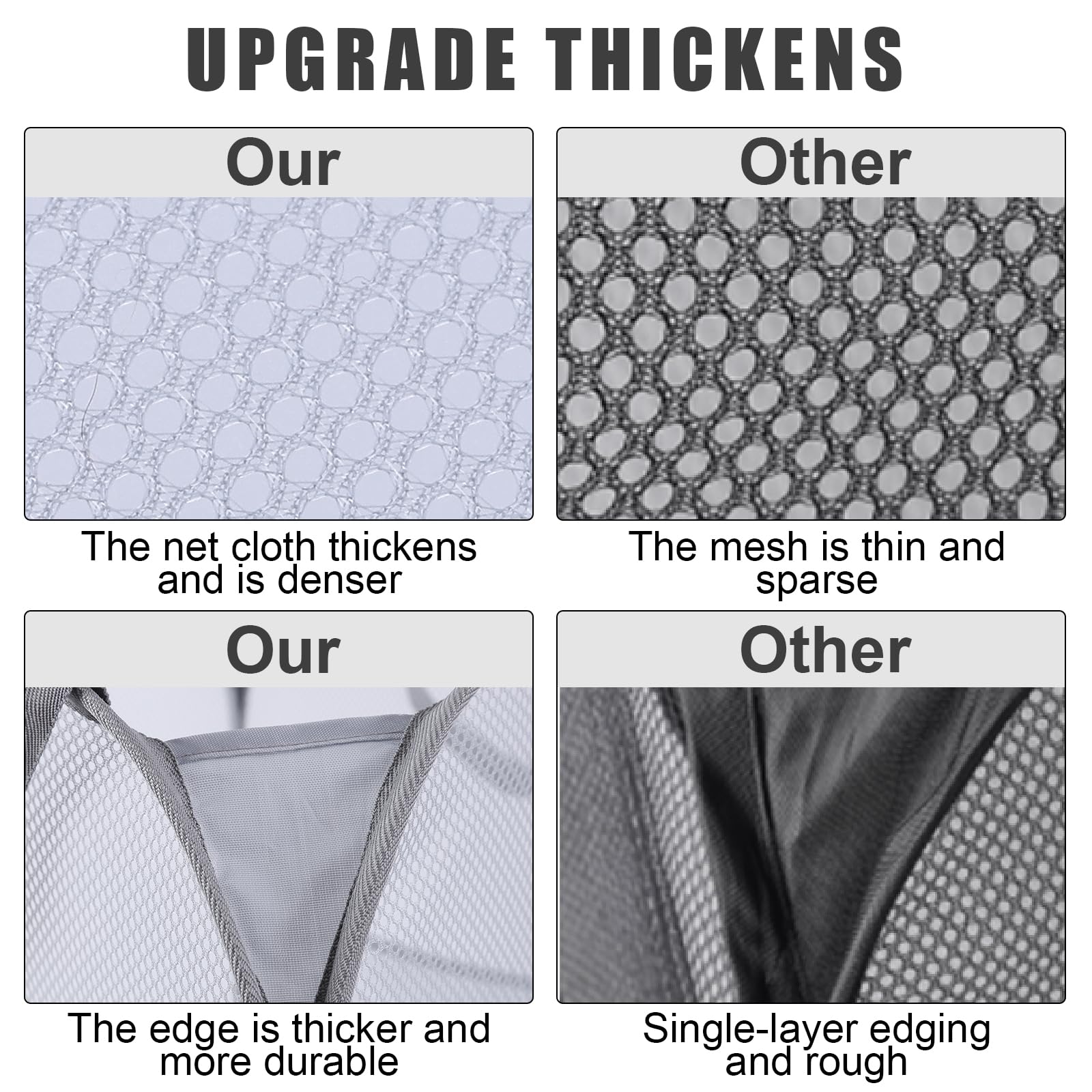 Kimmama Large Collapsible Mesh Laundry Basket,Foldable Pop Up Laundry Hamper With Side Pocket,Removable Clothes Storage Bin With