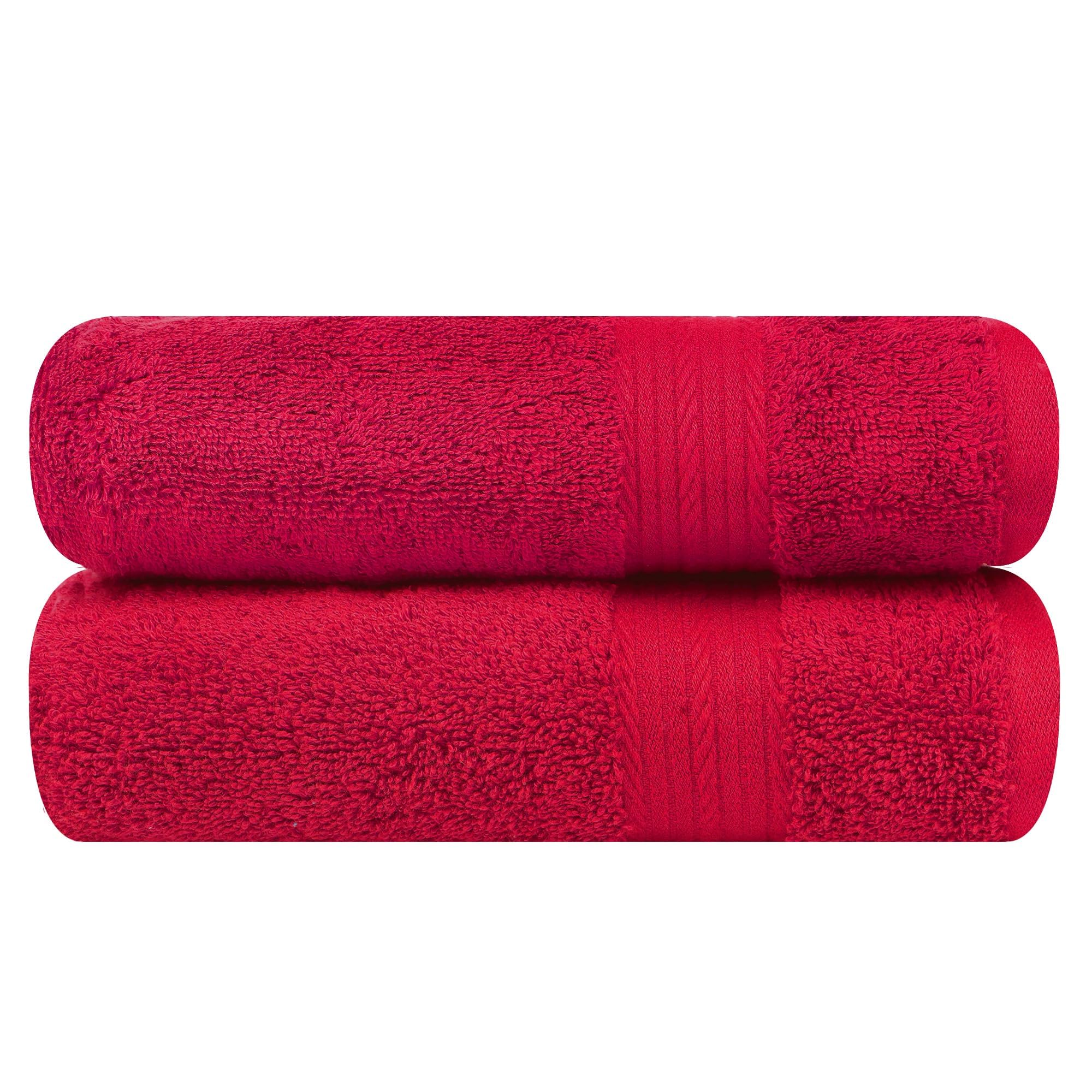 Ample Decor Bathroom Hand Towel 18 X 28 Inch 600 GSM 100% Cotton  Premium Soft Absorbent - 2 Pcs - Christmas Red