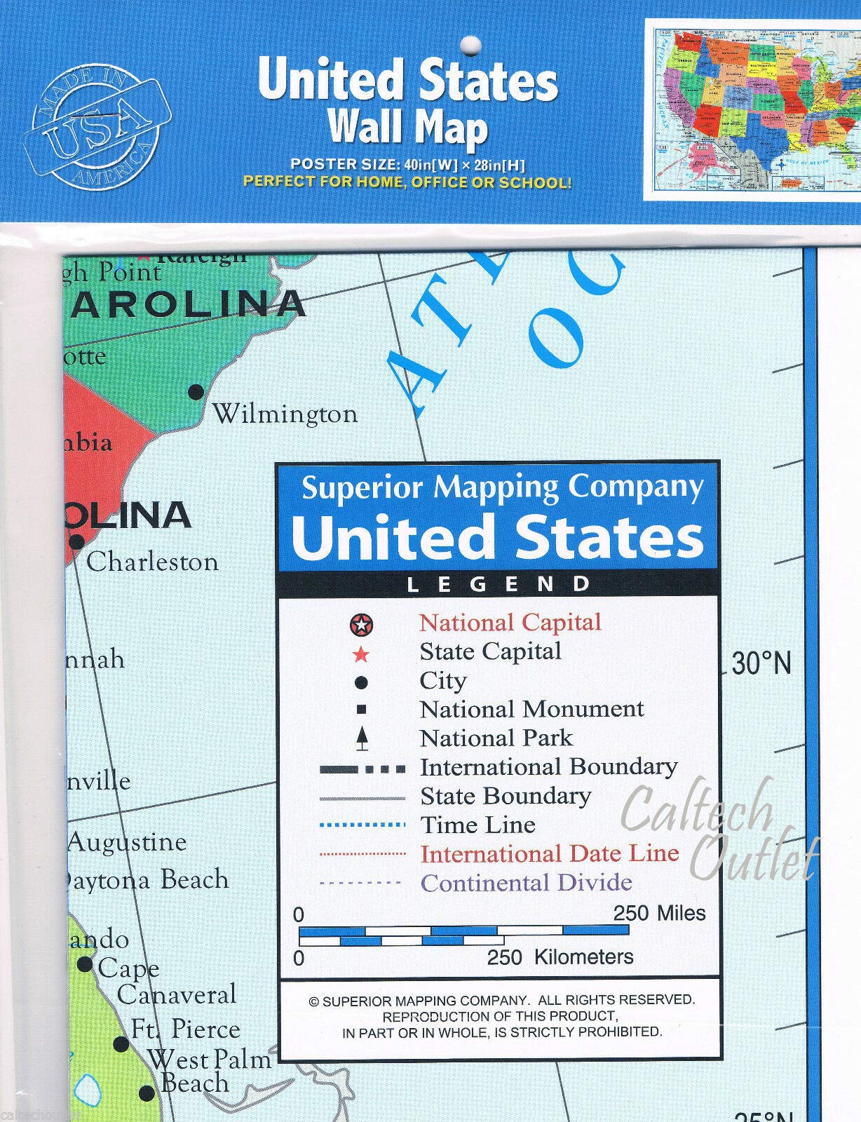Kappa Pack of 2 United States Wall Maps 40" x 28" Multicolor - Model B4220