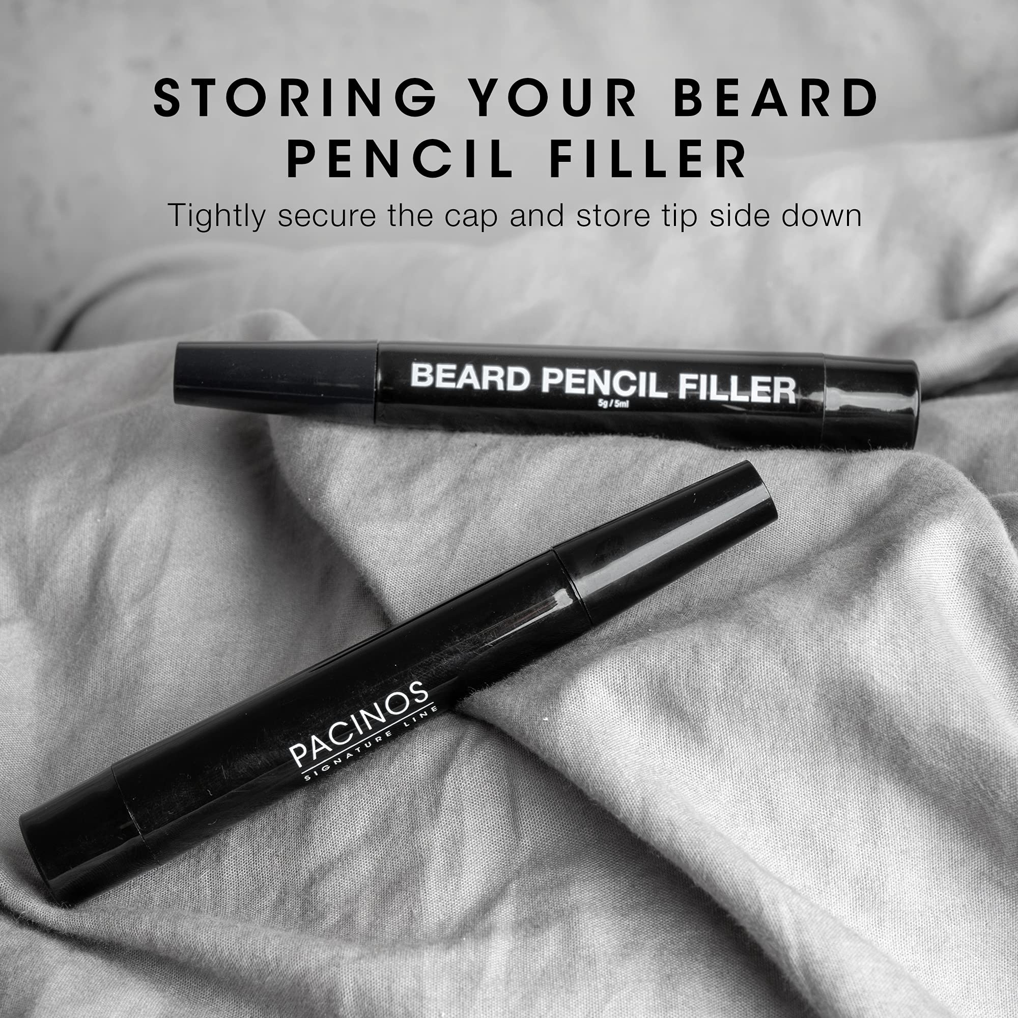 Pacinos Beard Pencil Filler - Water Proof, Long Lasting Coverage  Natural Finish - Beard, Moustache  Eyebrows - Micro-Fork Tip F