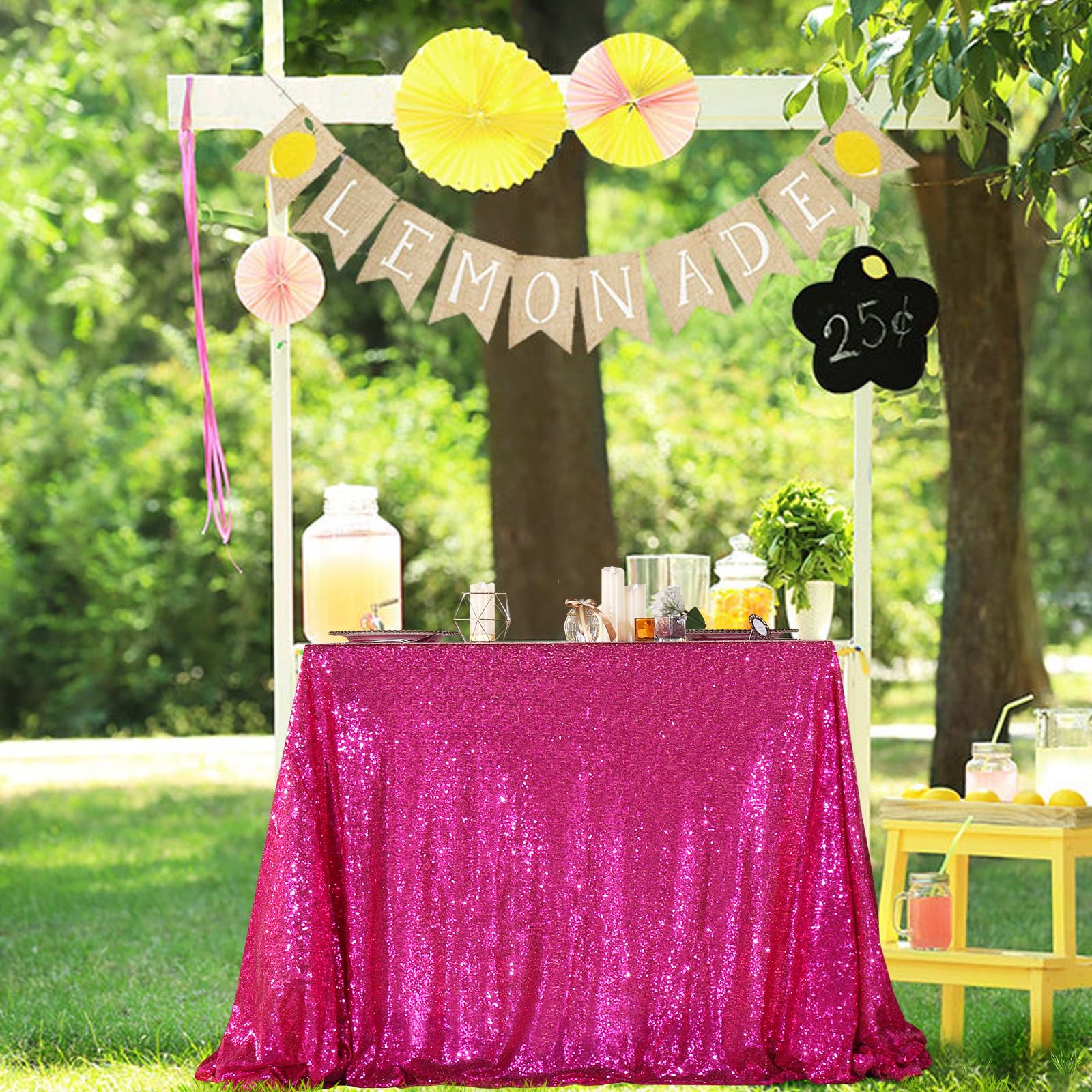 Partydelight Hot Pink Sequin Tablecloth 50X80 Inch Rectangle Tablecloth Glitter Tablecloth For Party Baby Shower Christmas Decor