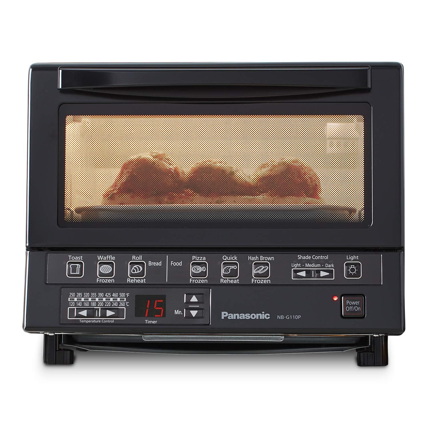 Panasonic Nb-G110P-K Toaster Oven Flashxpress With Double Infrared Heating And Removable 9-Inch Inner Baking Tray, 1300W, 4-Slic