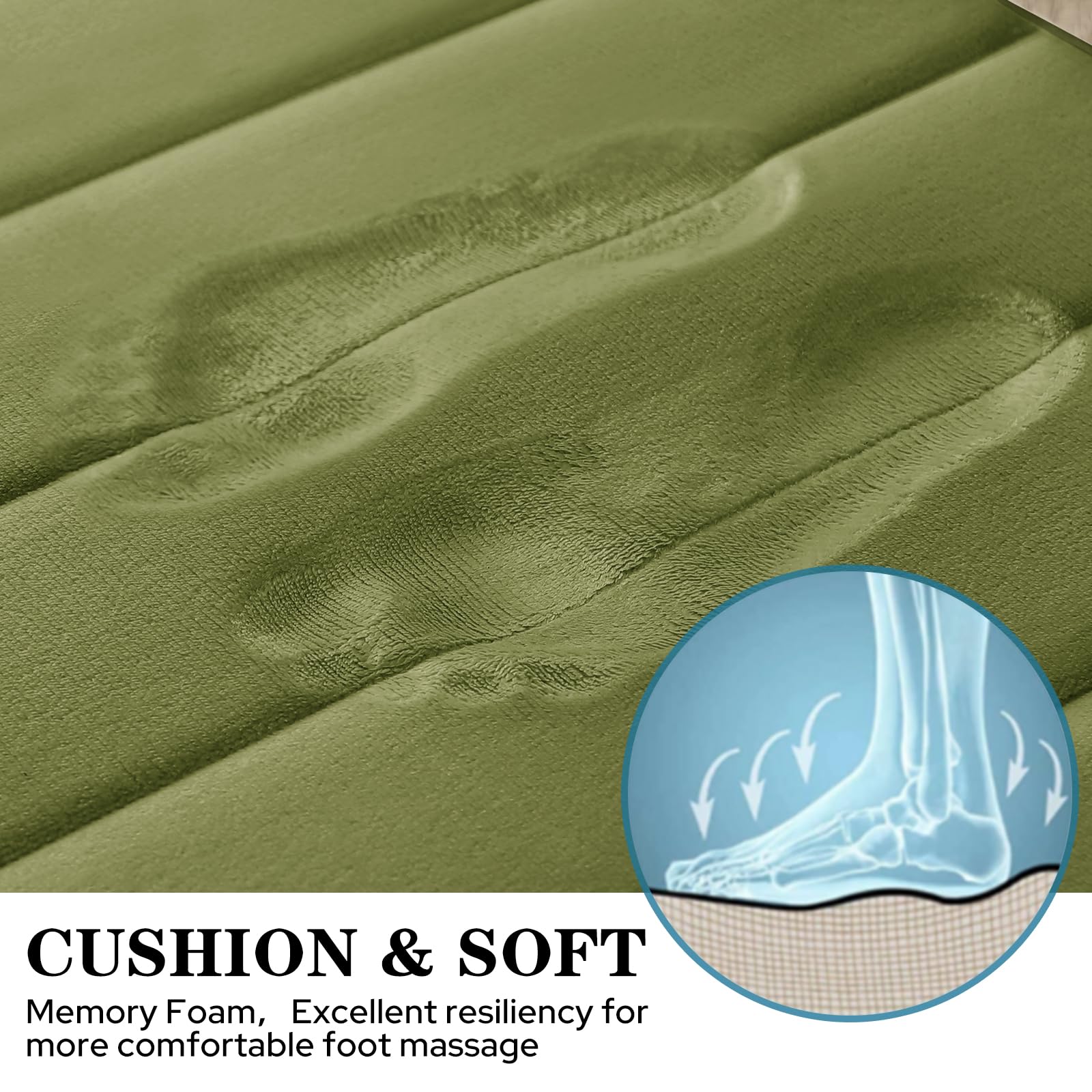 Bysure Sage Green Memory Foam Bathroom Rug Set 3 Piece, Non Slip Extra Soft Absorbent Bath Mats, Machine Washable & Dry Toilet M