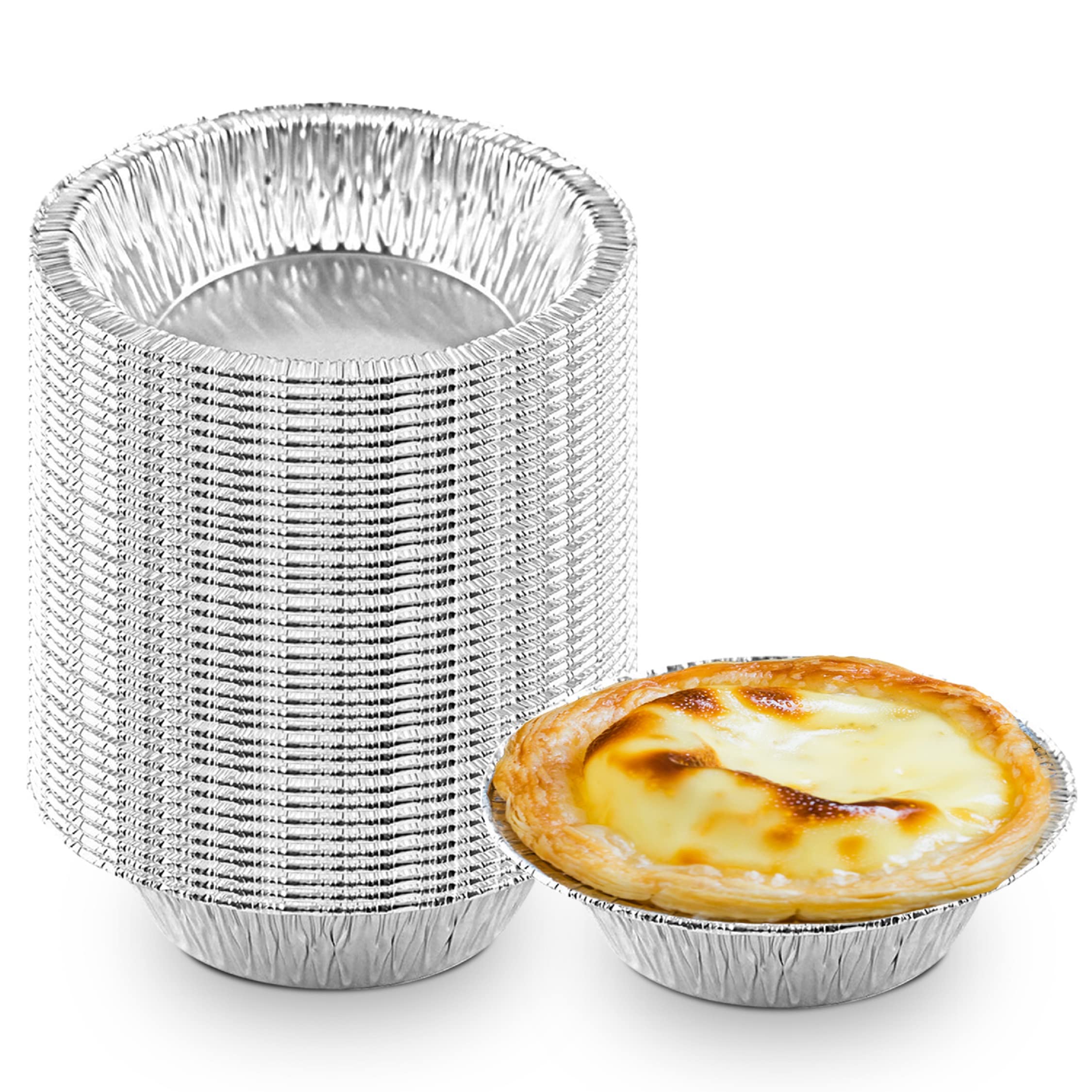 The Baker Celebrations [100 Pack 5-Inch Aluminum Foil Pot Pie Pans, 7 Oz Disposable Baking Pan Made In Usa, Individual Pie Pans