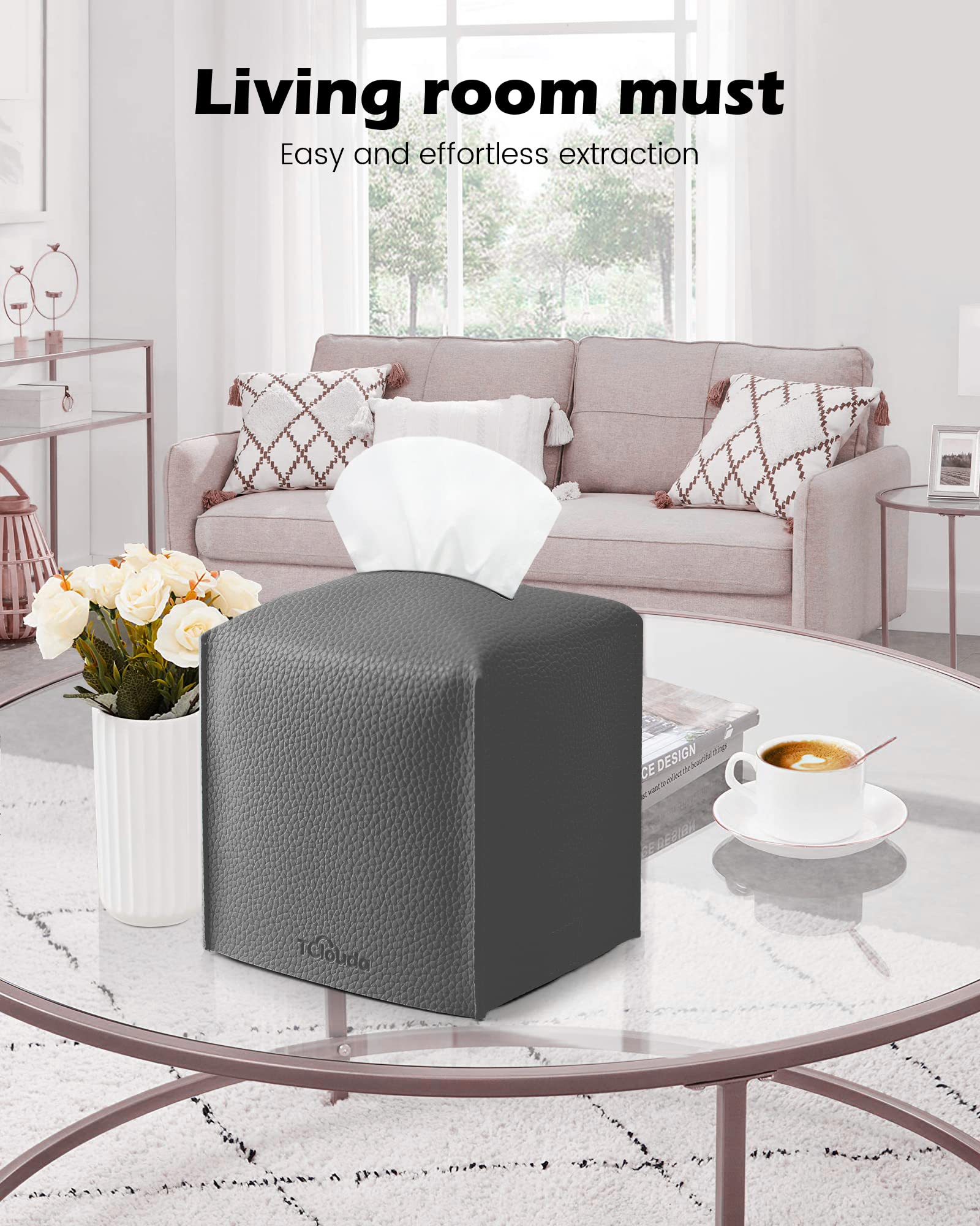 Tclouda Tissue Box Cover For Pu Leather, Modern Simple Solid Color Holder Square Tissue Bag, Ideal For Bathrooms,Office,Car,Outd