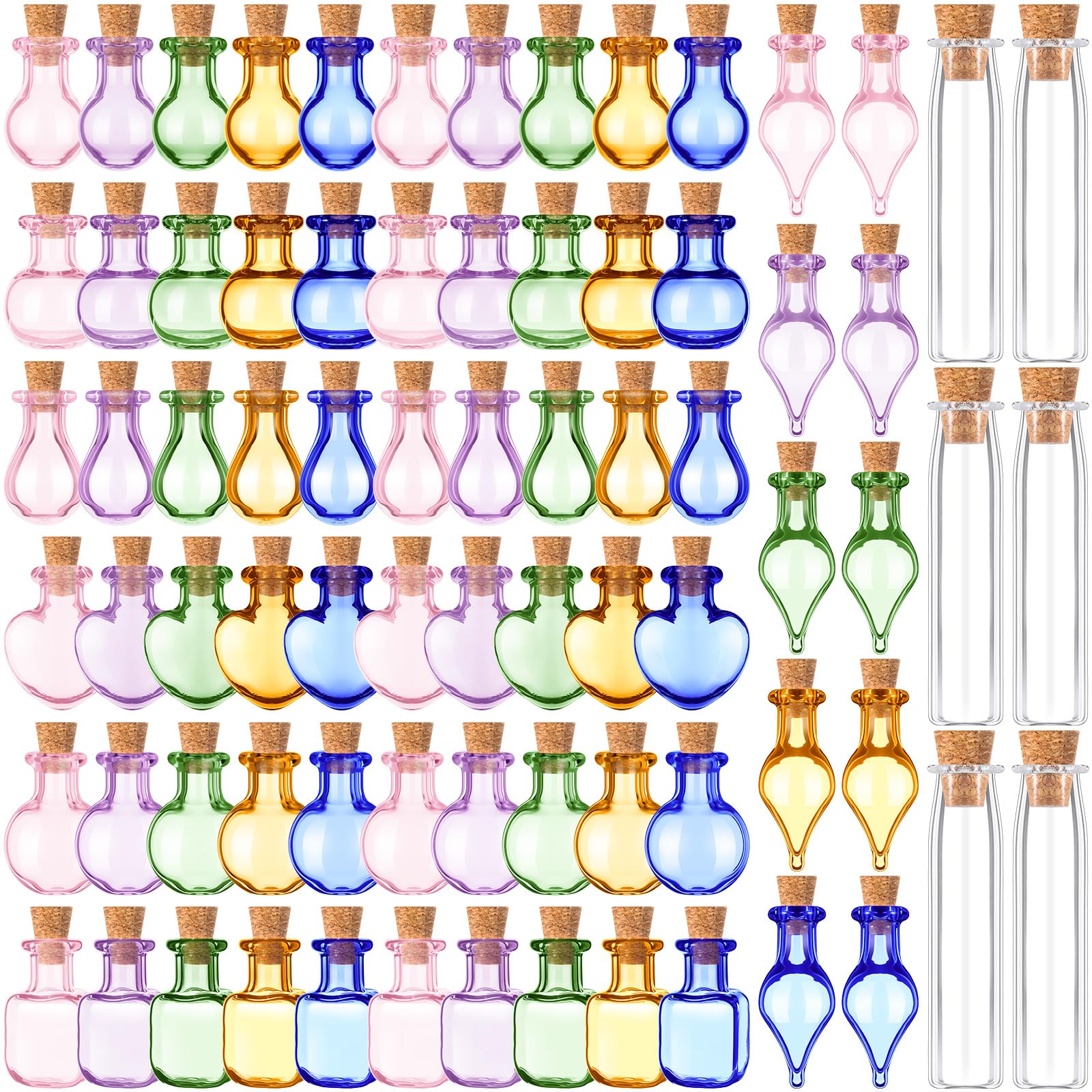 Geiserailie 80 Pieces Tiny Glass Bottles Spell Jars with Cork Stoppers Small Mini Wishing Potion Bottles Witchcraft Supplies for