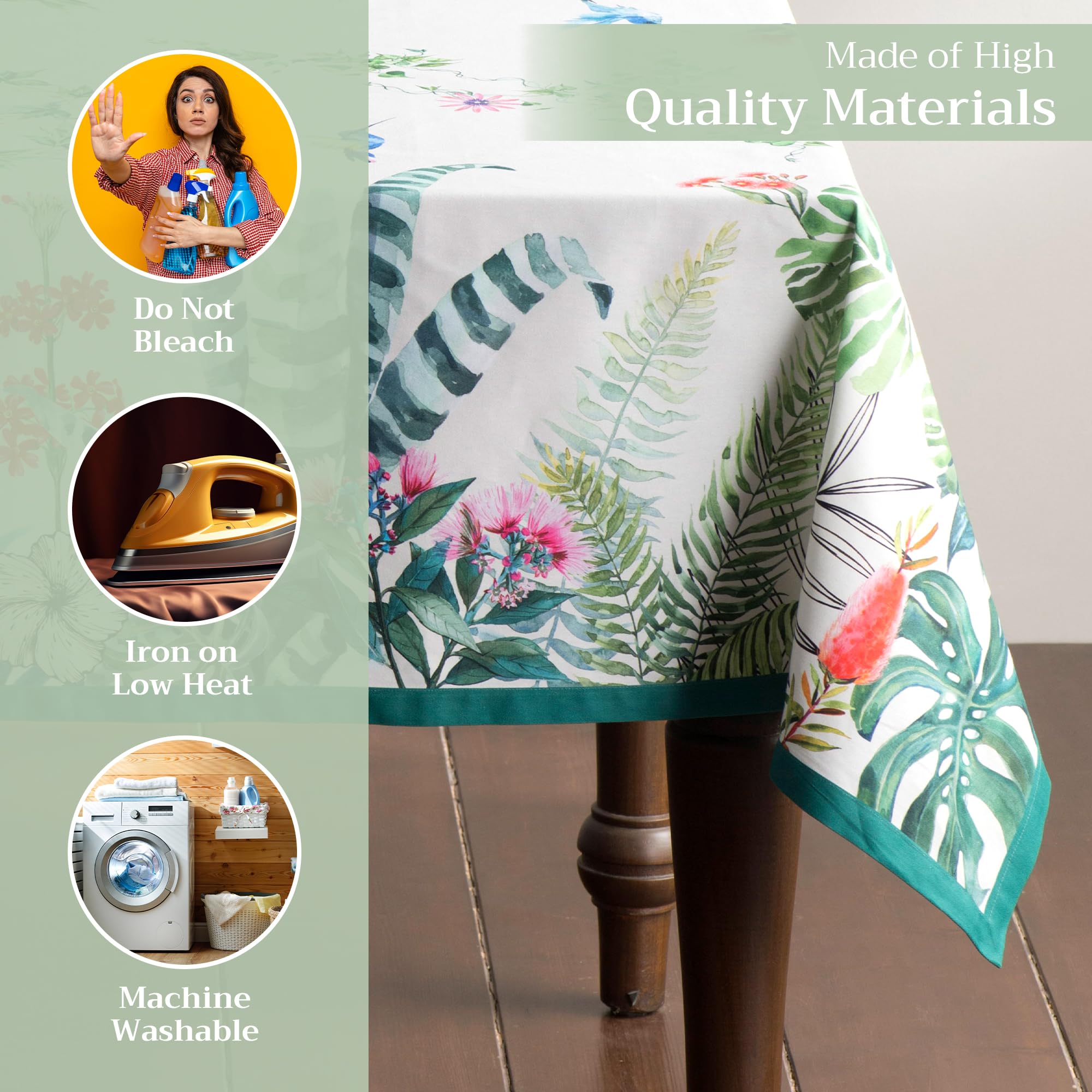 Maison d Hermine Table Cloth Rectangle Table 100% Cotton 60 x 108 Inches Tablecloth Reusable Decorative for Dining Room, Farmho