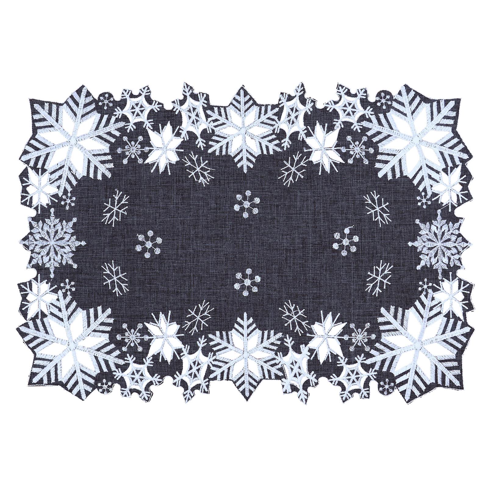 Simhomsen Embroidered Snowflakes Table Runners For Christmas Holiday And Winter (Gray, 13