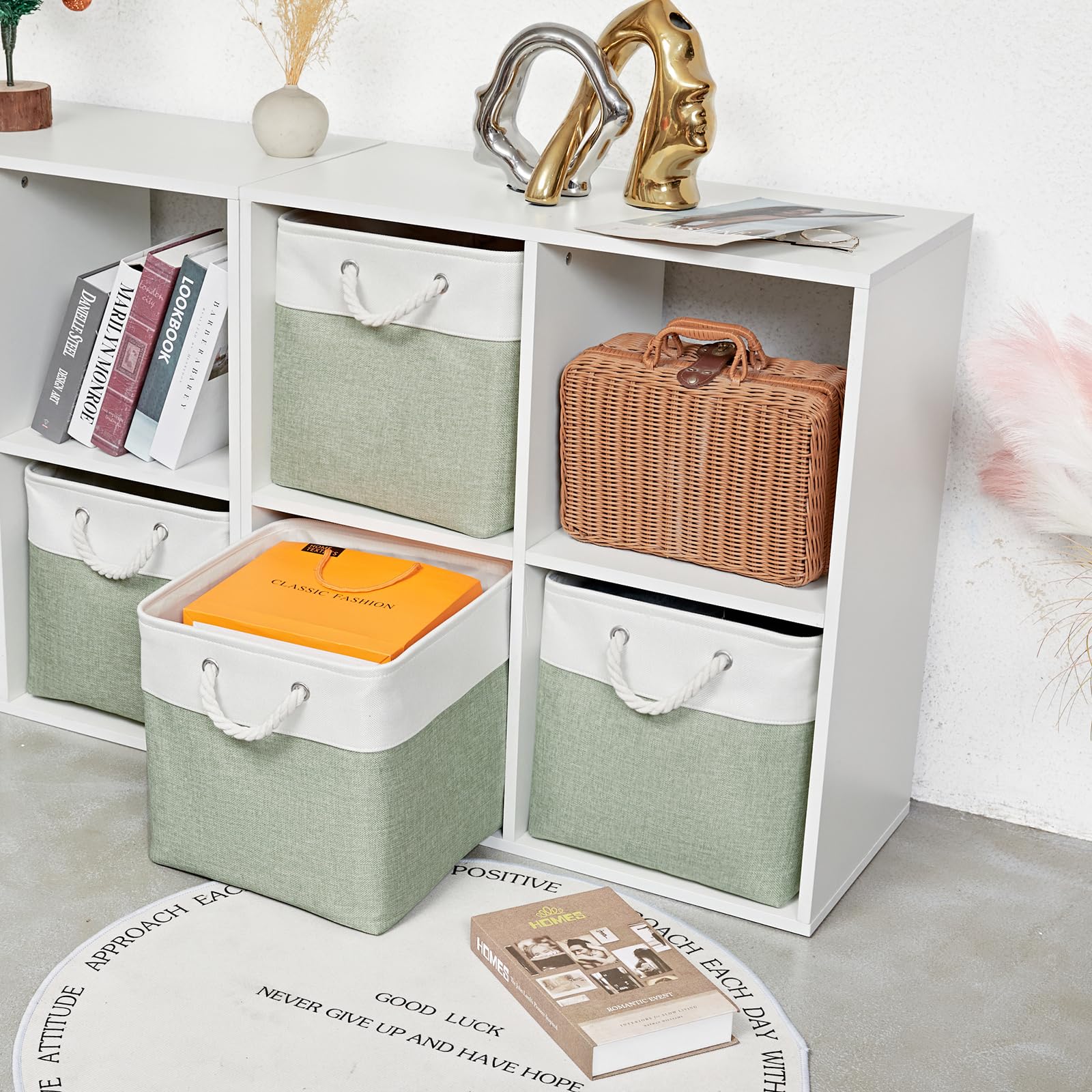Isemingla 13 X 13 Inch Extra Large Storage Cubes,6 Pack Cube Storage Bins For Shelves,Fabric Collapsible Storage Bins With Handl