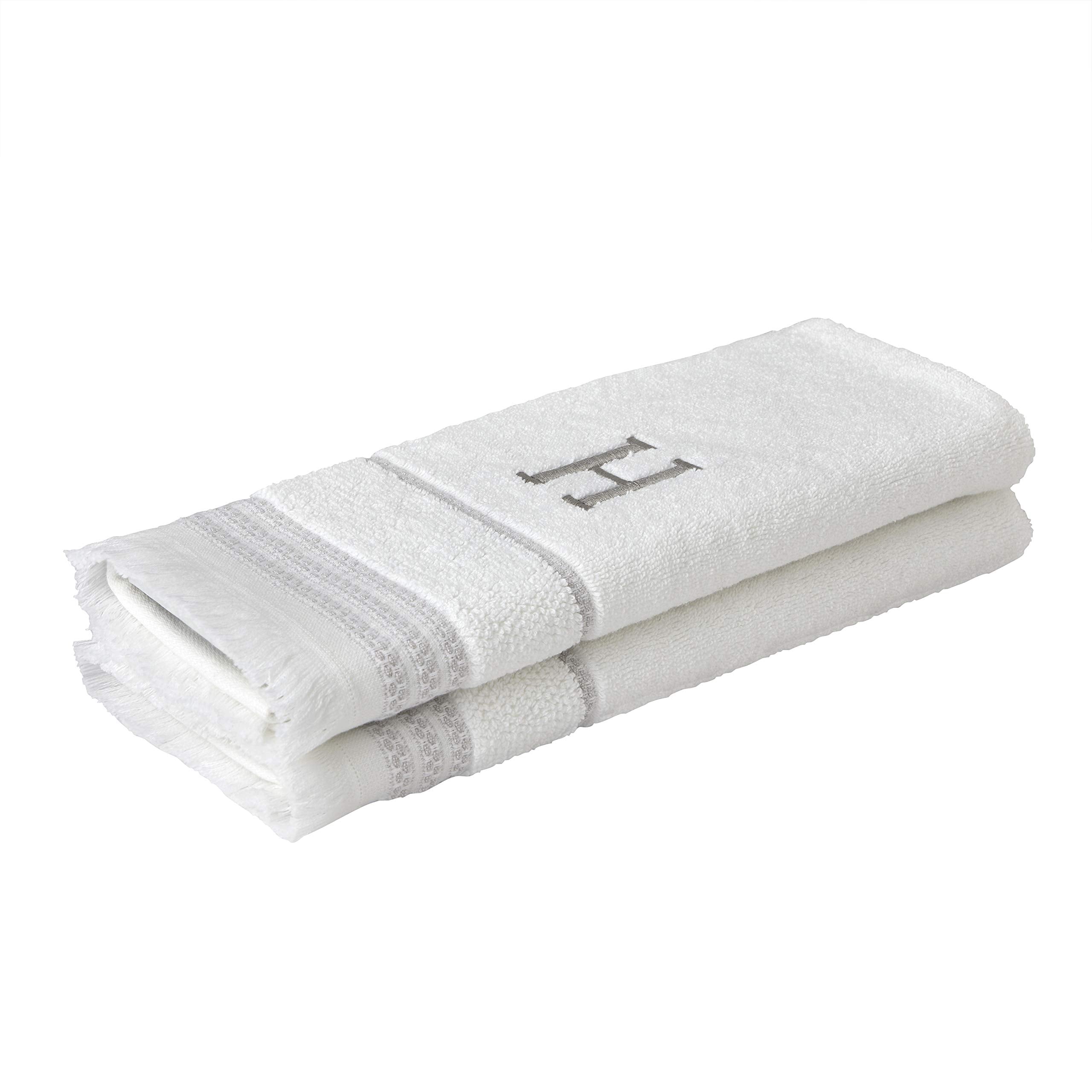 Skl Home Casual Monogram Hand Towel Set, H, 16X26, White 2 Count