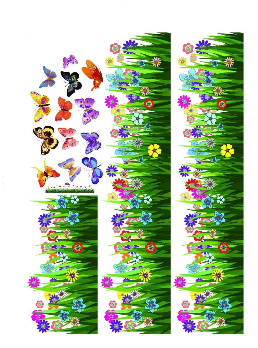 Decals Design Stickerskart Wall Stickers Walking In The Garden Flower Border Design (Wall Covering Area: 135Cm X 35Cm ,Product D