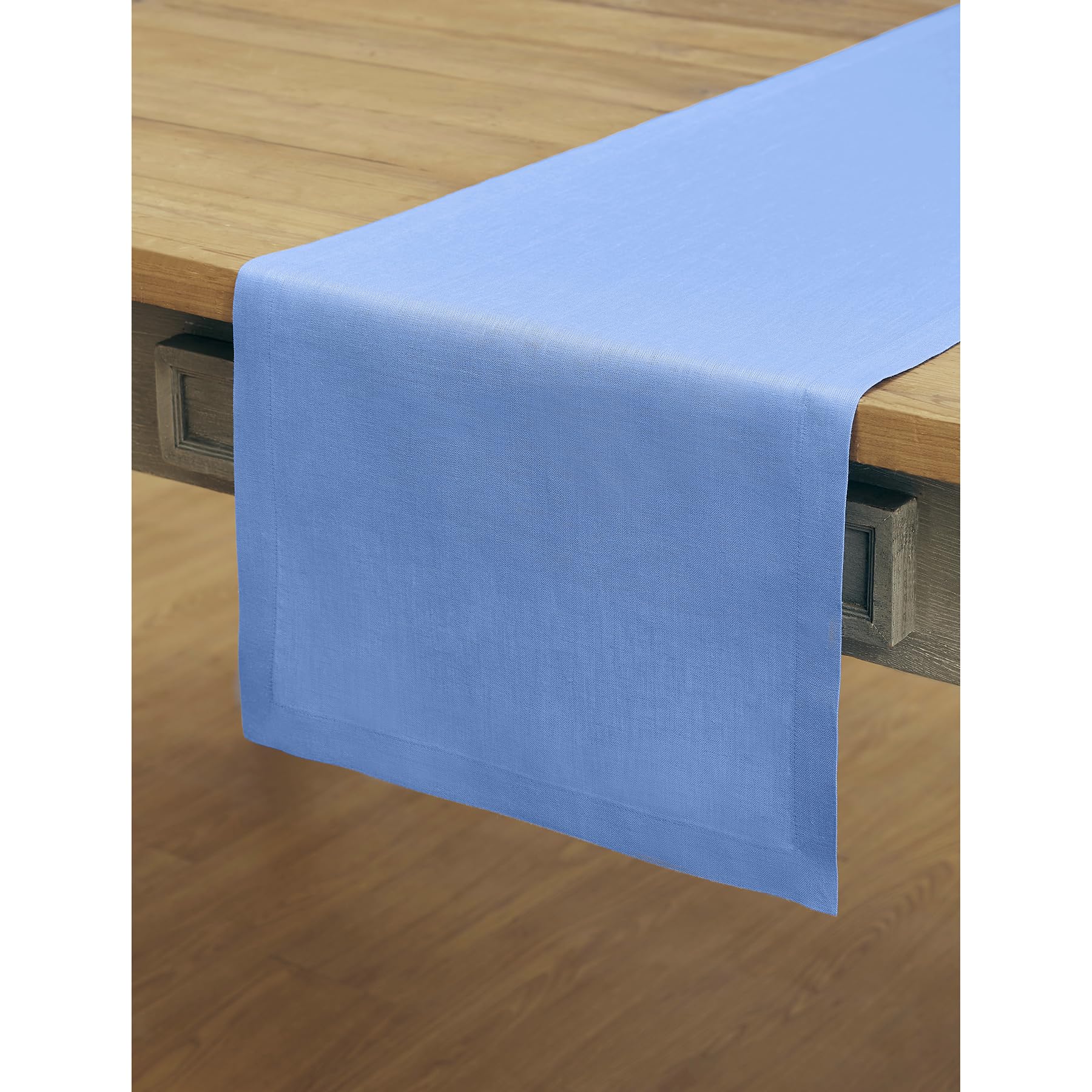 Solino Home Linen Table Runner 90 Inches Long - 100% Pure Linen Provence Blue Table Runner 14 X 90 Inch - Machine Washable Dinin