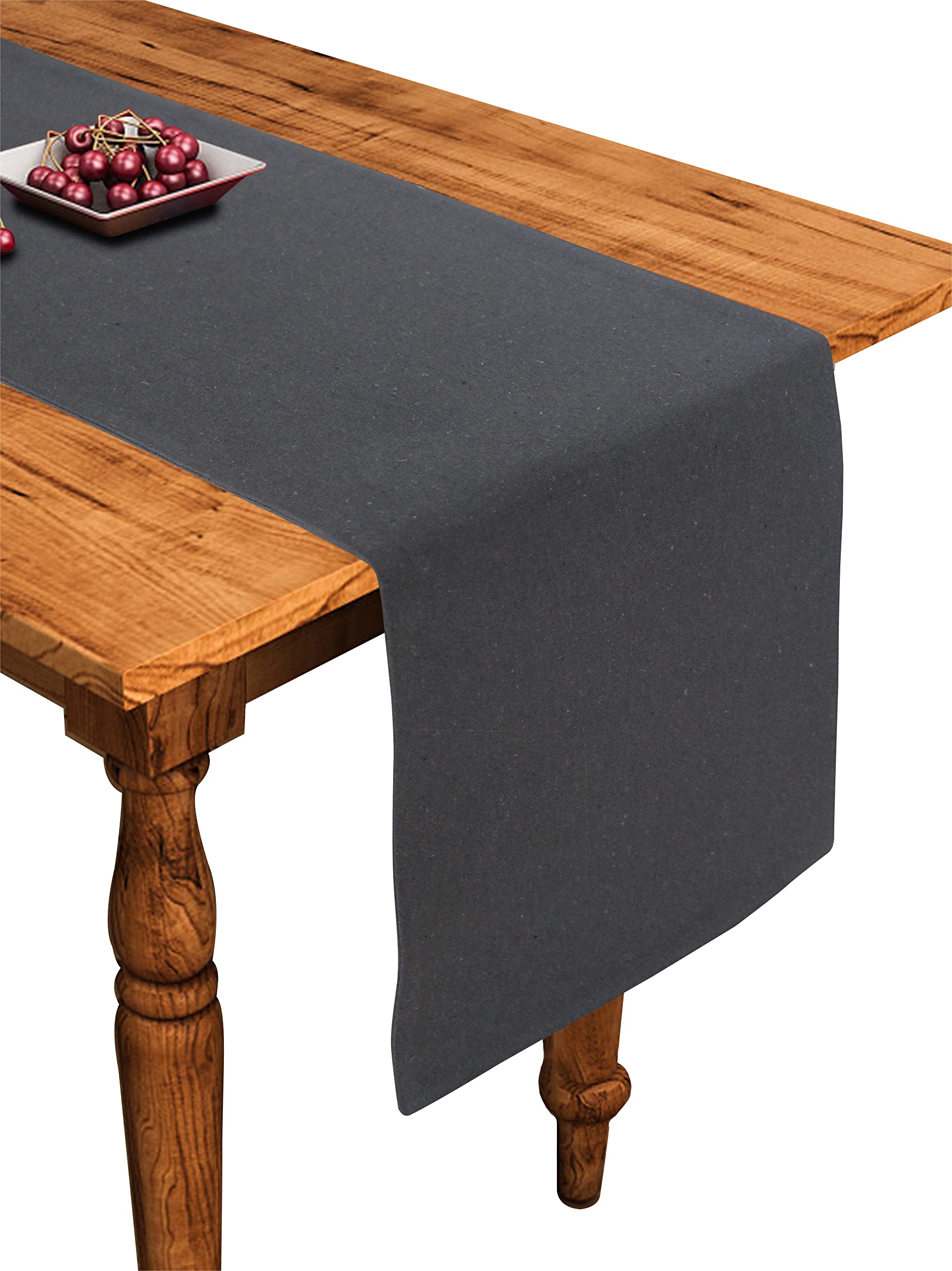 Airwill Cotton Plain Grey Designed Solid Pattern Table Runner Length 152cm (Grey, Pack of 1)