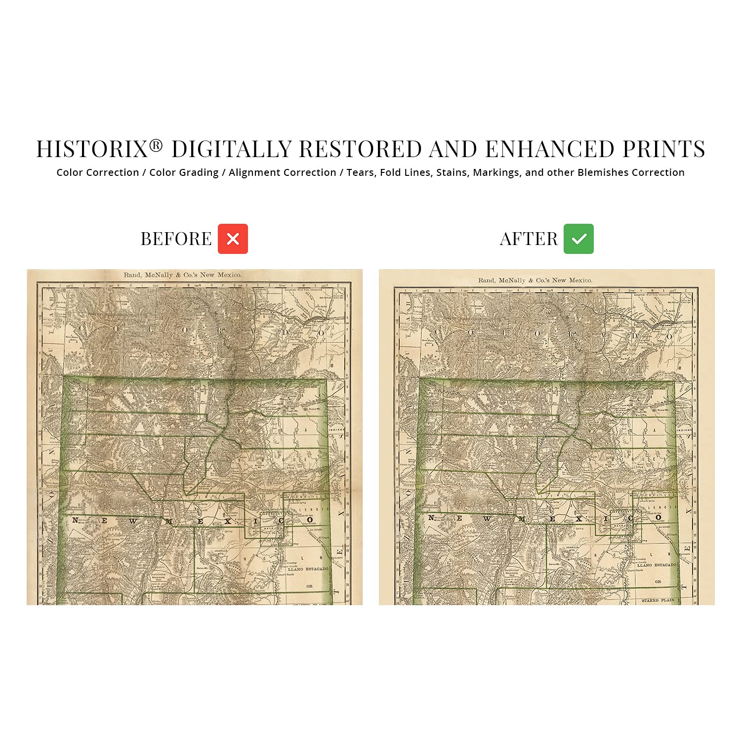 Historix Vintage 1879 New Mexico State Map Print - 24X36 Inch Vintage New Mexico Map Poster - Old Wall Map Of New Mexico - State